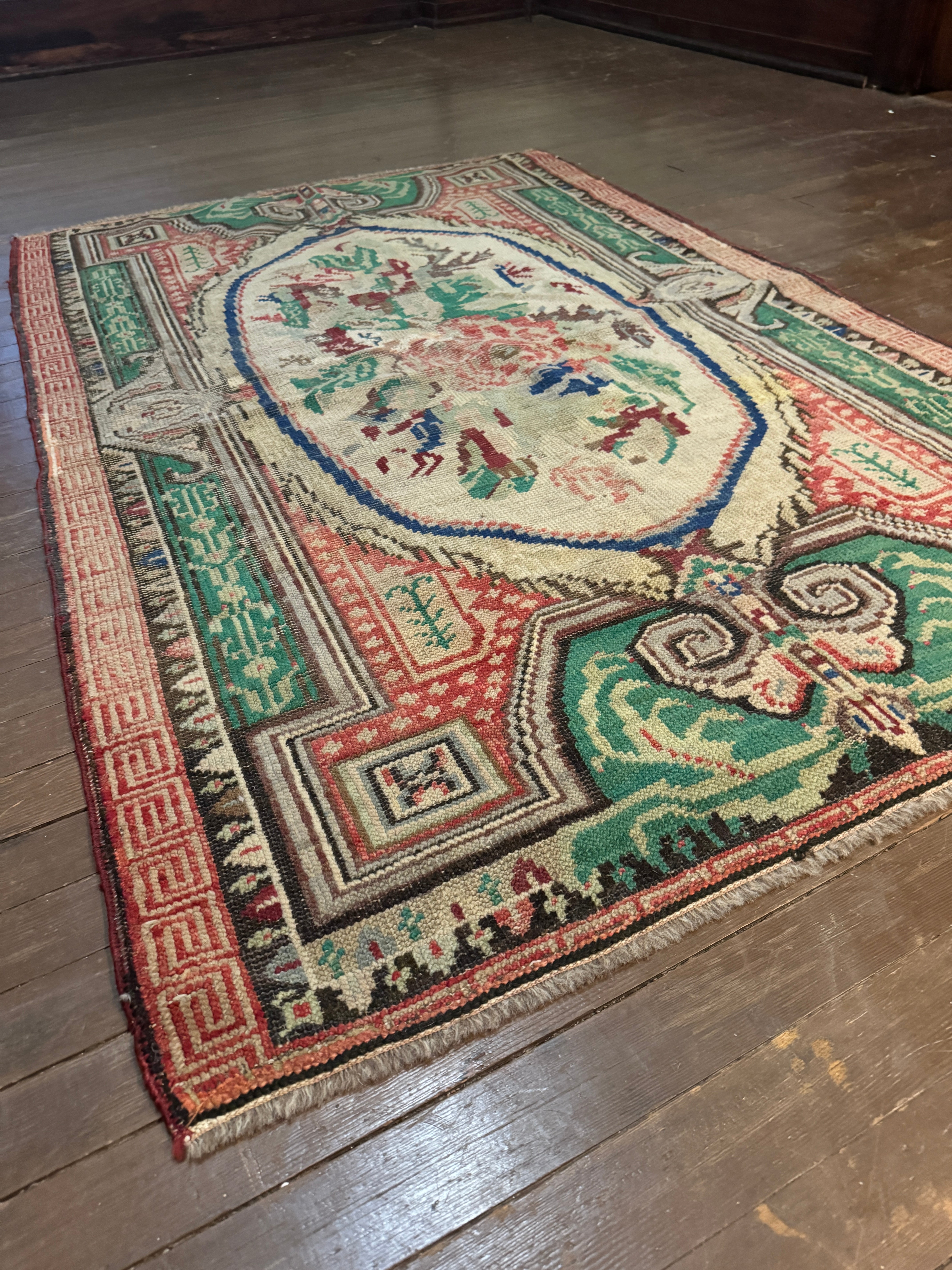 Antique Turkish Rug with Floral Medallion - 5'2” x 3'6” (rug #005)