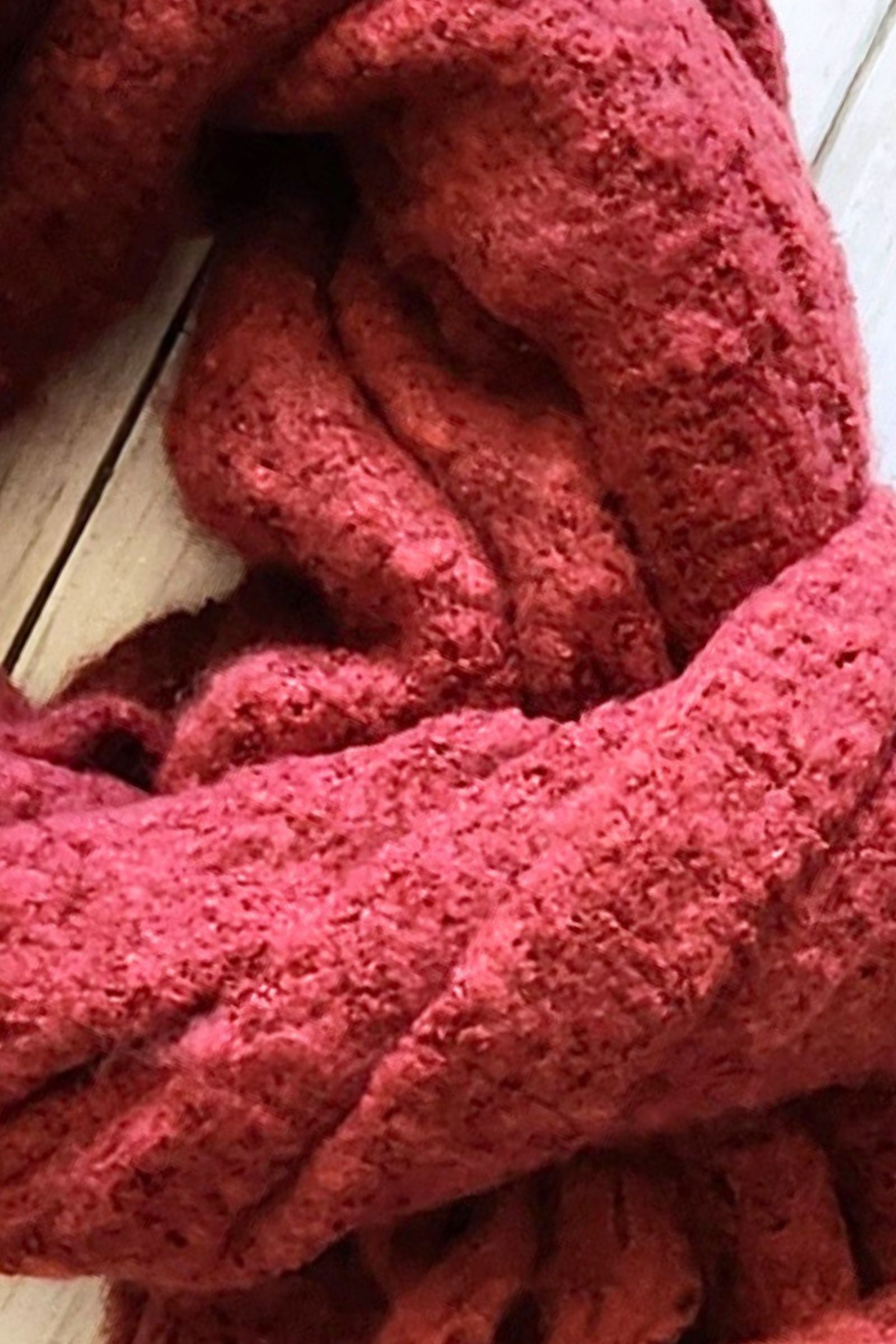 Burgundy Cozy Knit Tassel Scarf