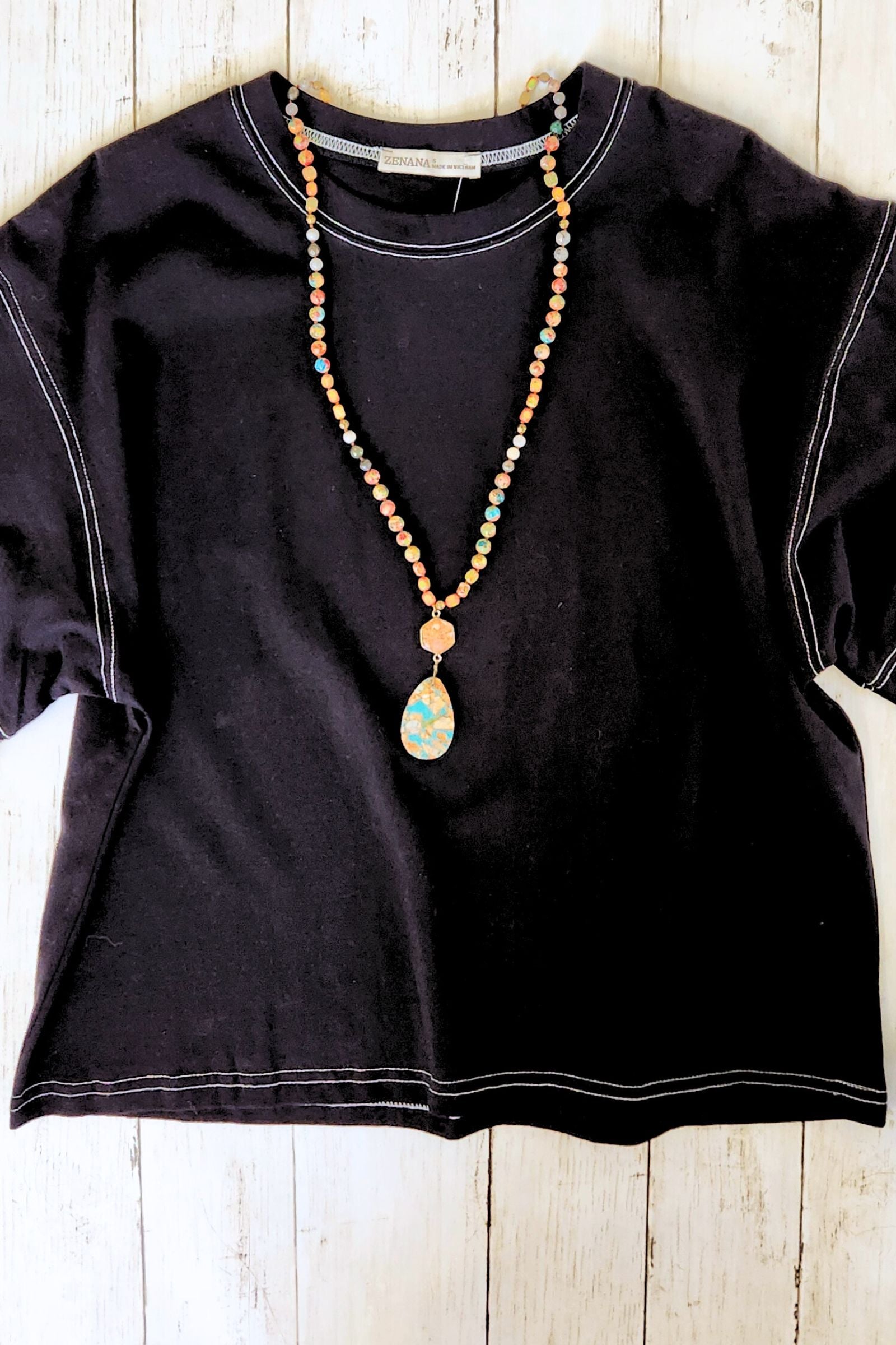 Black 3/4 Balloon Sleeve Top