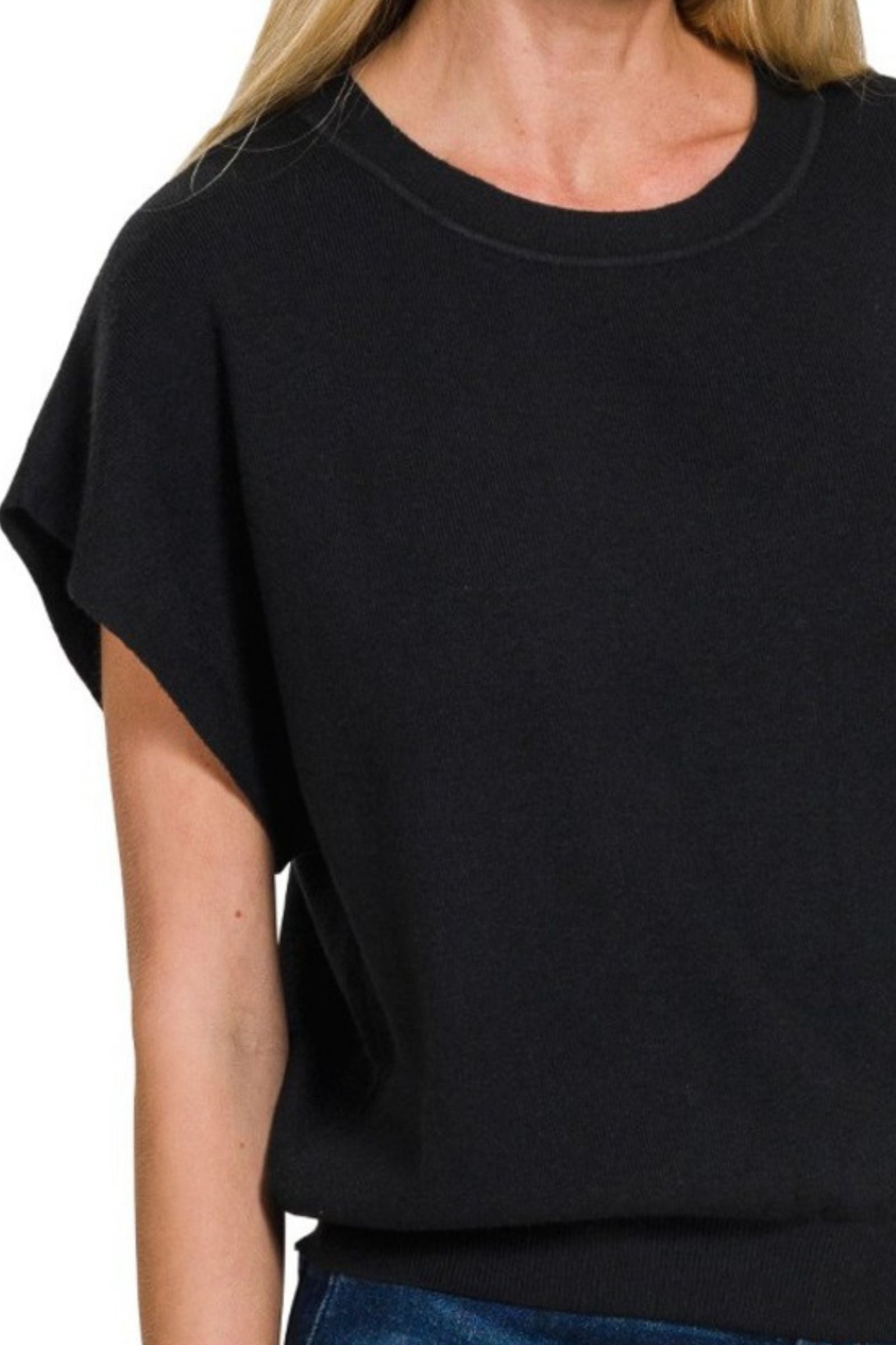 Black Short Sleeve Sweater
