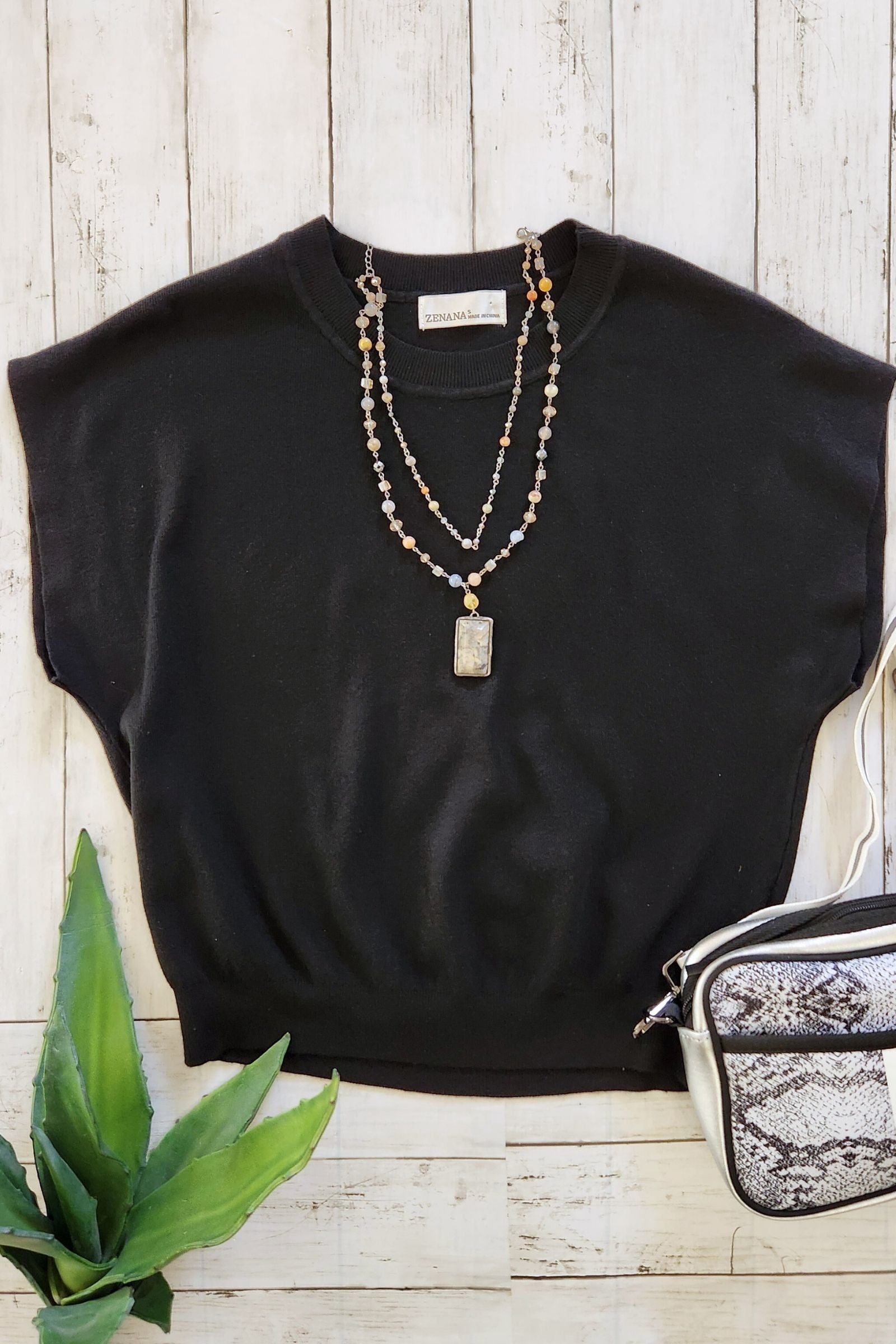 Black Short Sleeve Sweater