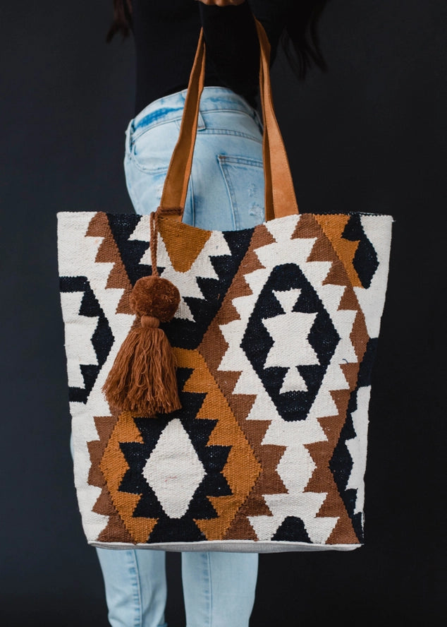 Black & Tan Aztec Tote Bag