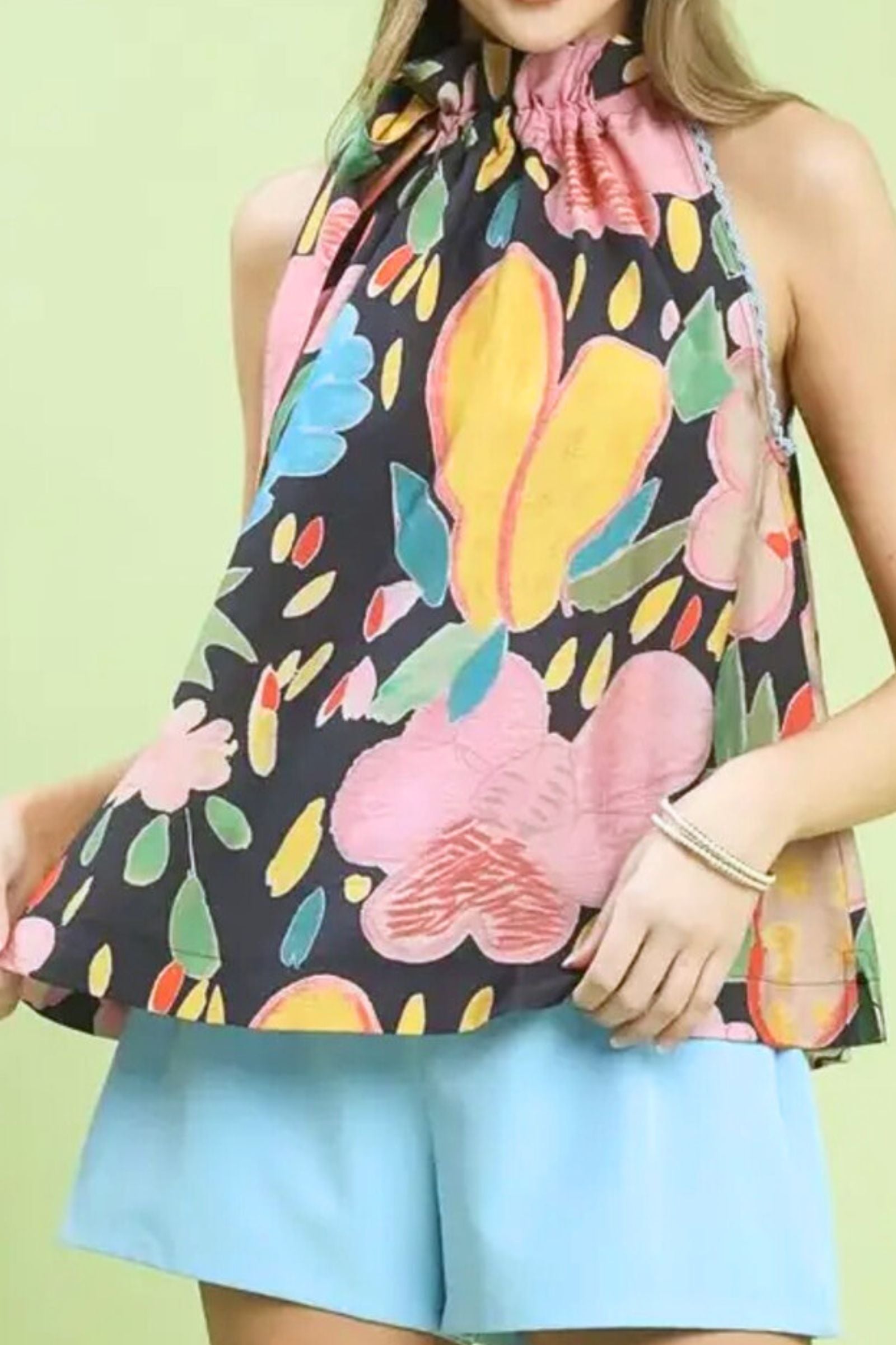 Boho Floral Halter Top Blouse