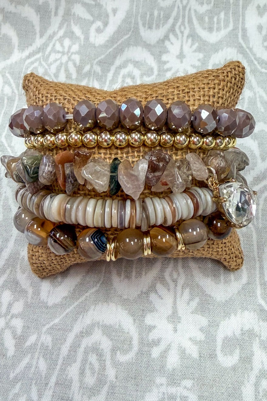 Brown Sugar Beaded Stretch Bracelets - 5 Styles