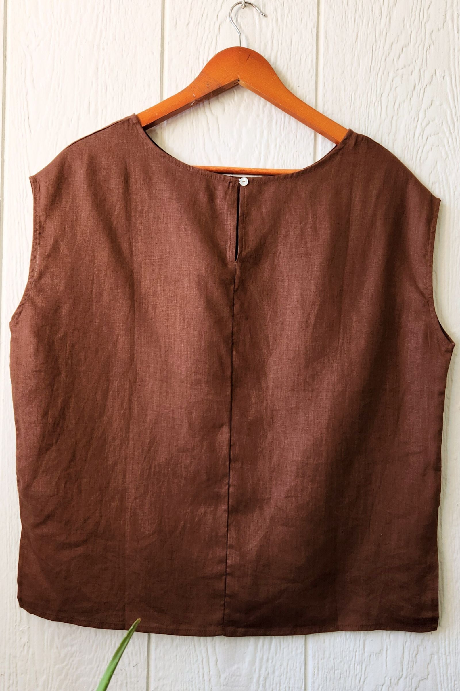 Brown Linen Sleeveless Top