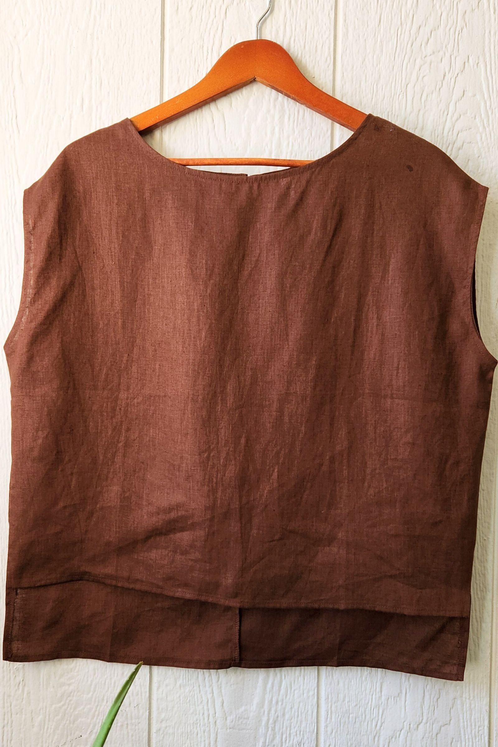 Brown Linen Sleeveless Top