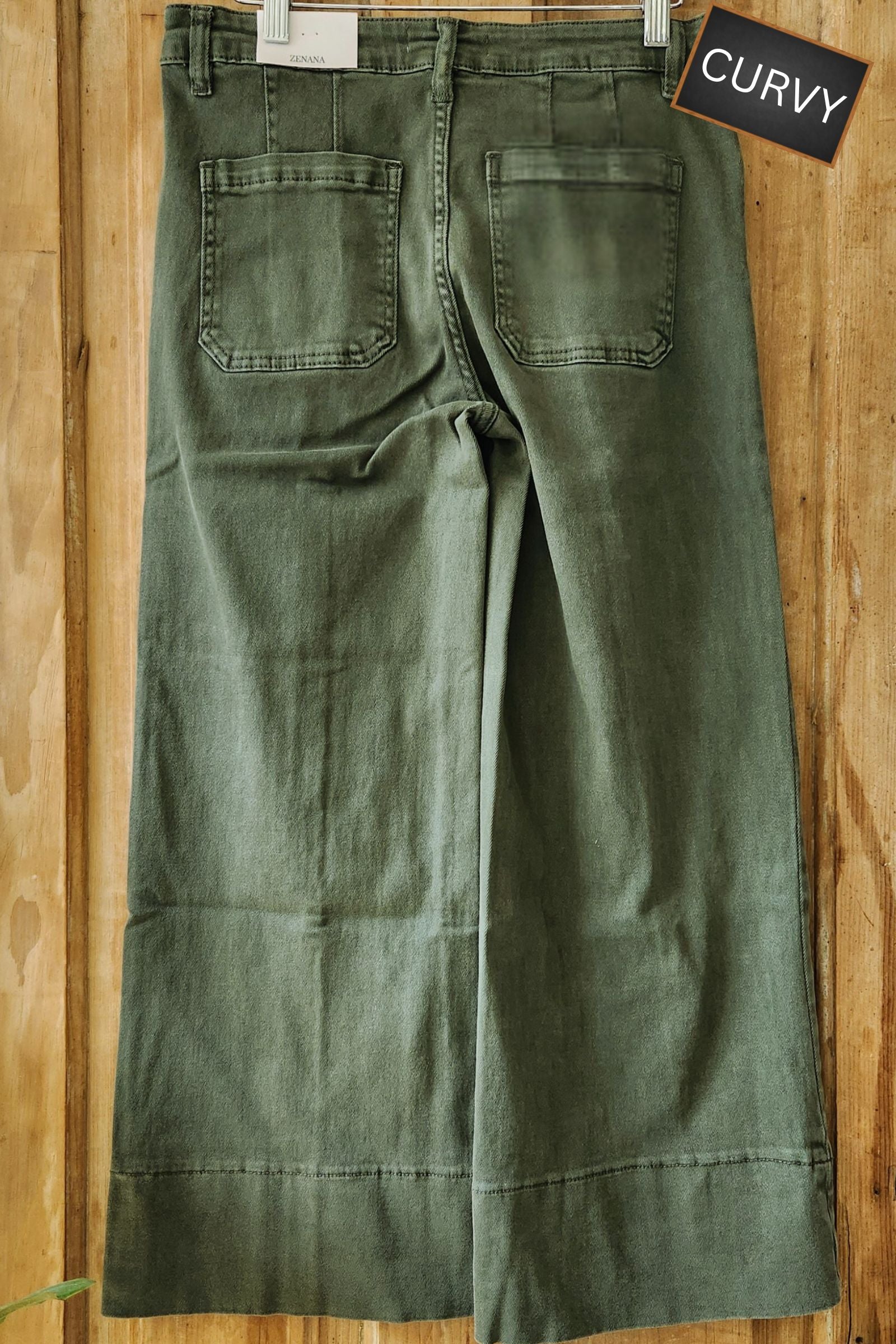 CURVY Mid-rise Olive Cropped Denim Jeans
