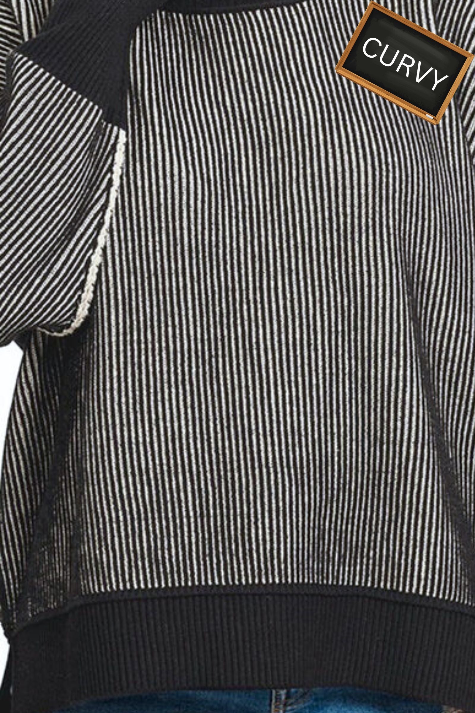 CURVY Black Exposed Seam Two Tone Sweater