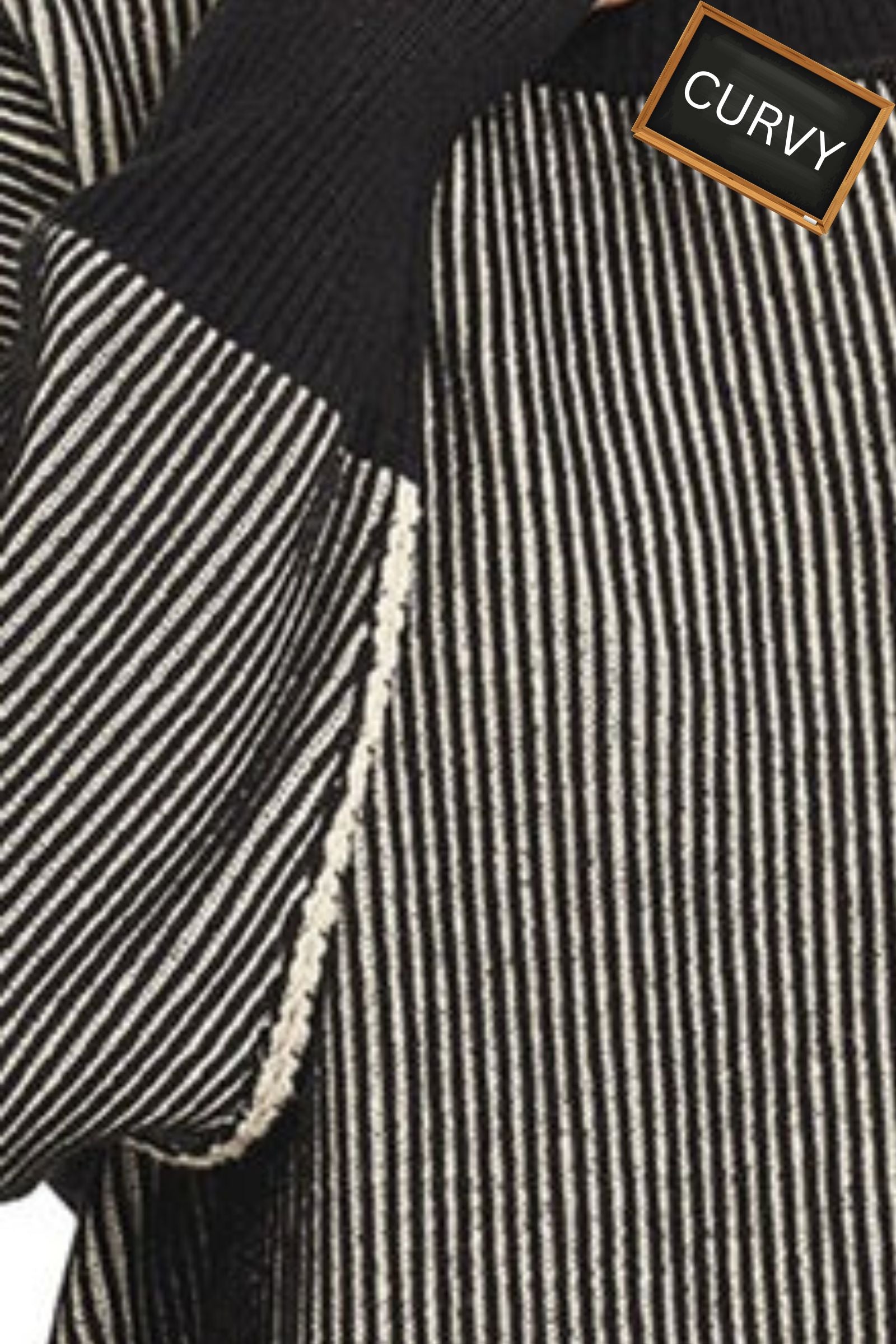 CURVY Black Exposed Seam Two Tone Sweater