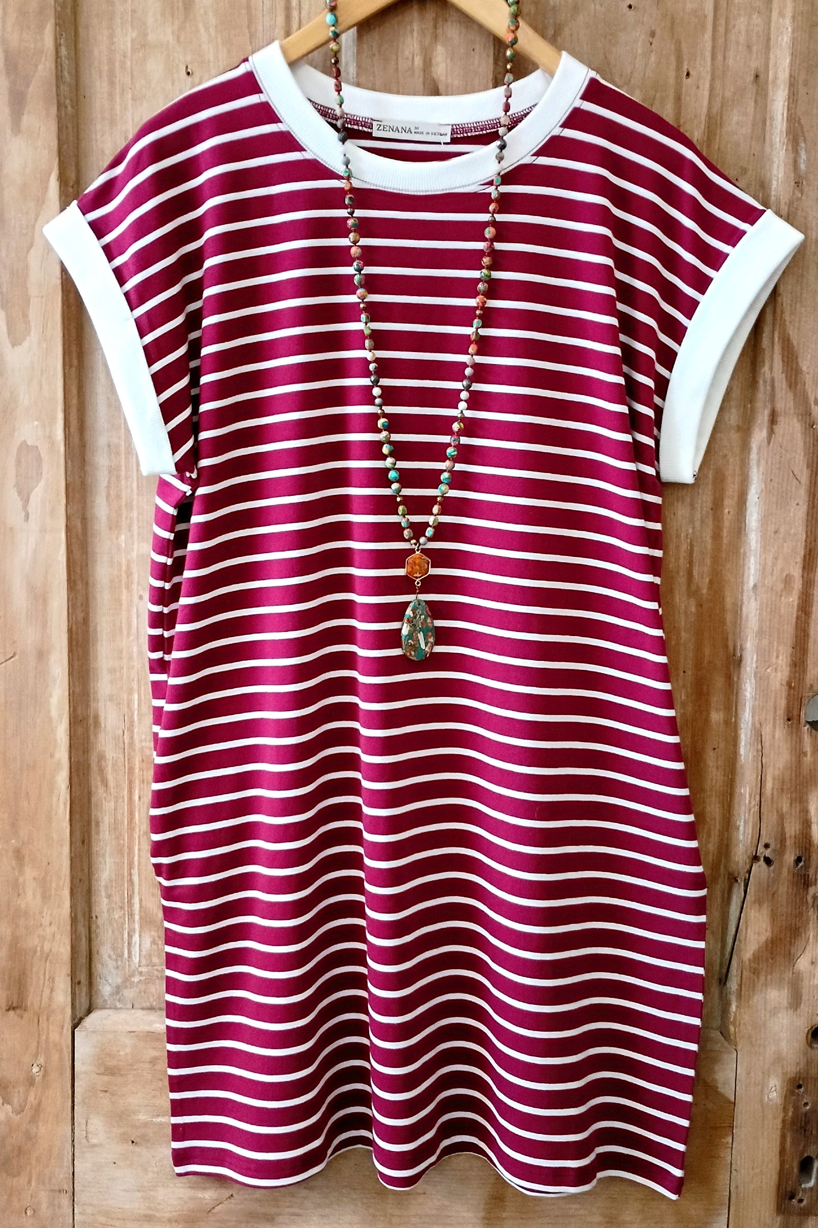 Cabernet Cap Sleeve Striped Shirt Dress