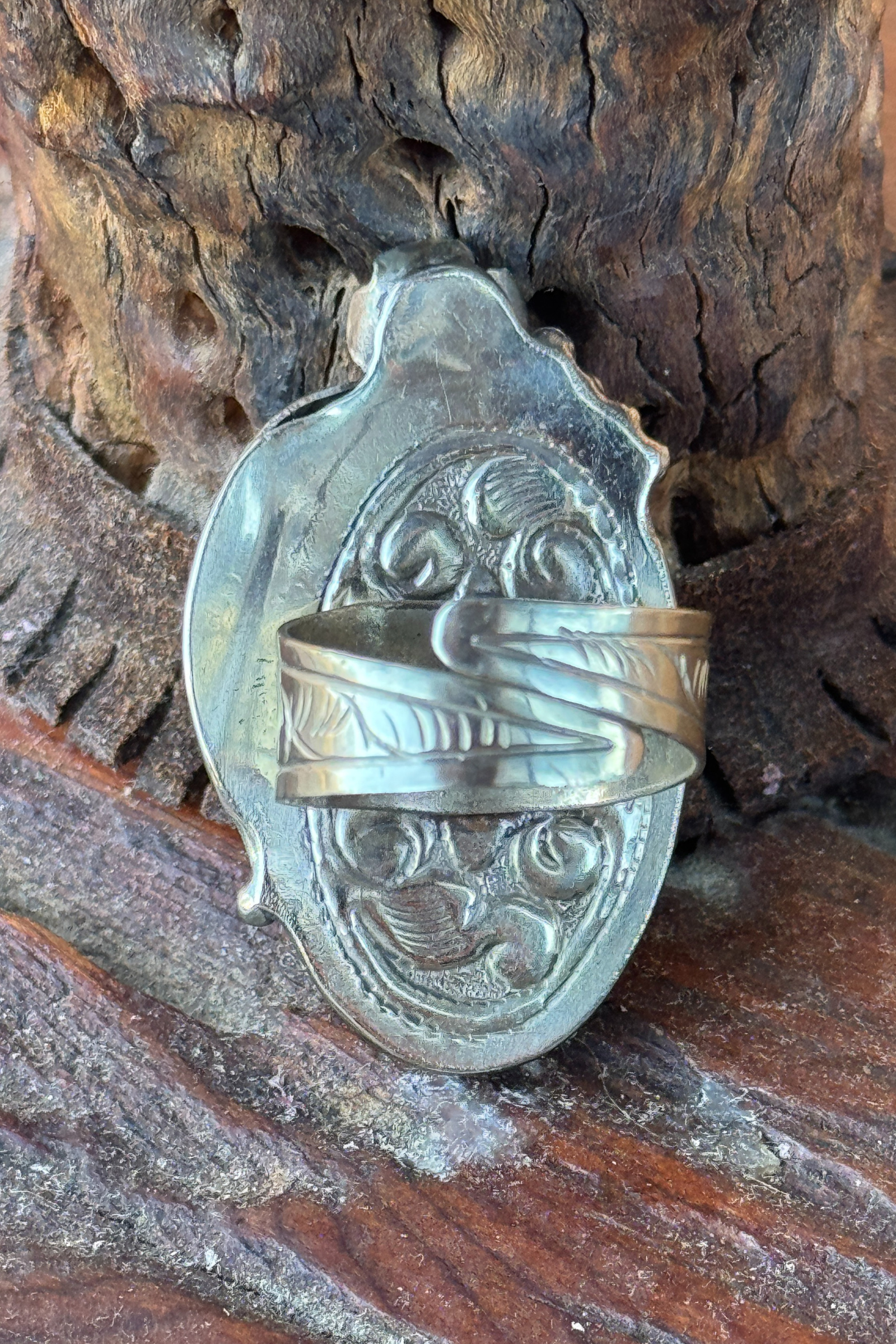 Adjustable Tibetan Silver Chrysocolla Statement Ring | One-of-a-Kind (007)