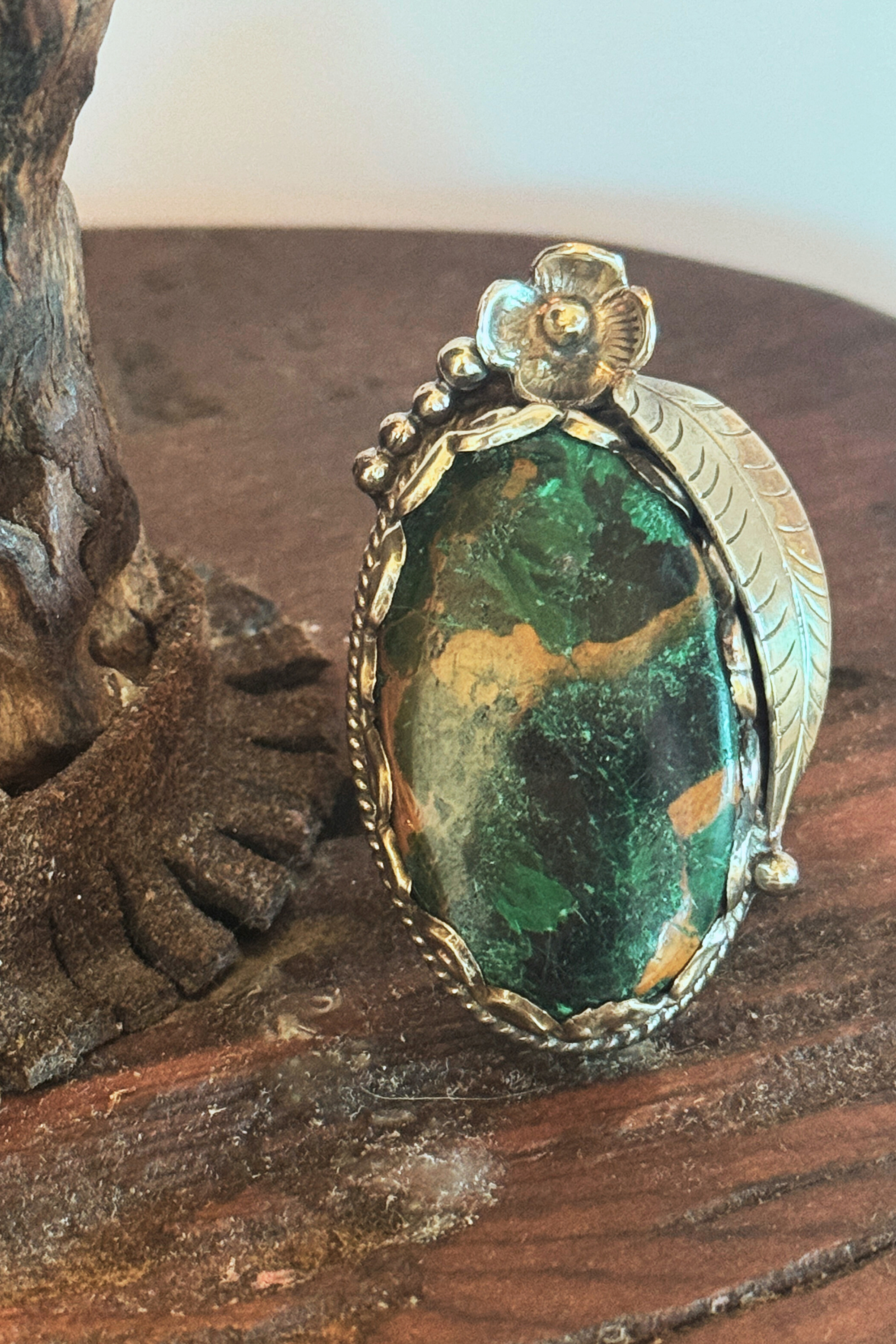 Adjustable Tibetan Silver Chrysocolla Statement Ring | One-of-a-Kind (007)