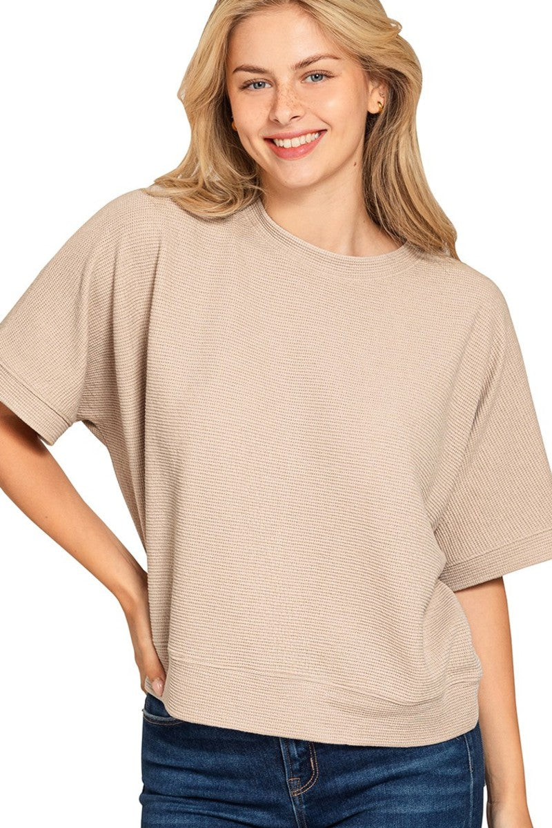 Cocoa Double Knit Short Sleeve Top