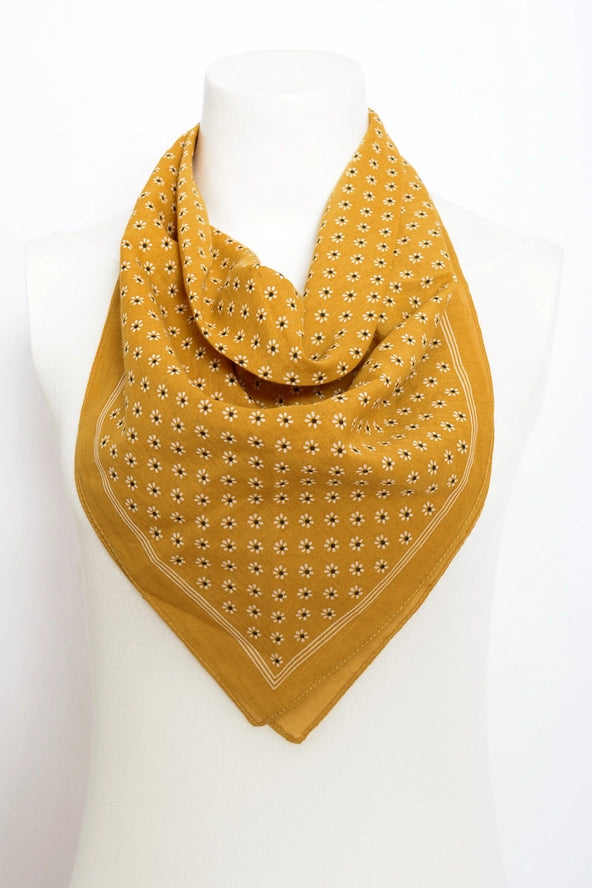 Cotton Daisy Mustard Bandana