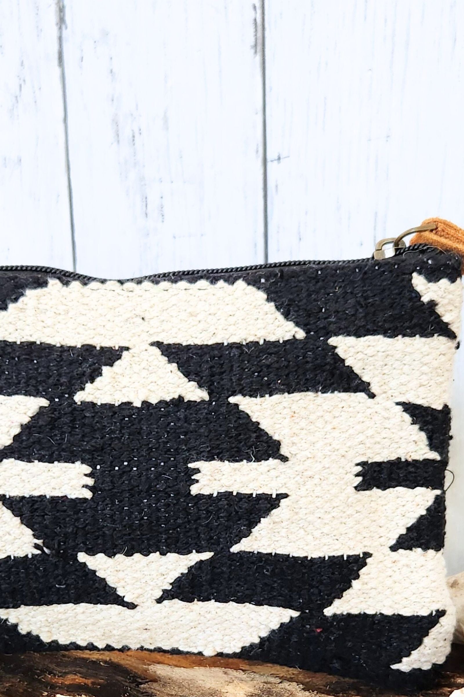 Cream & Black Aztec Wristlet