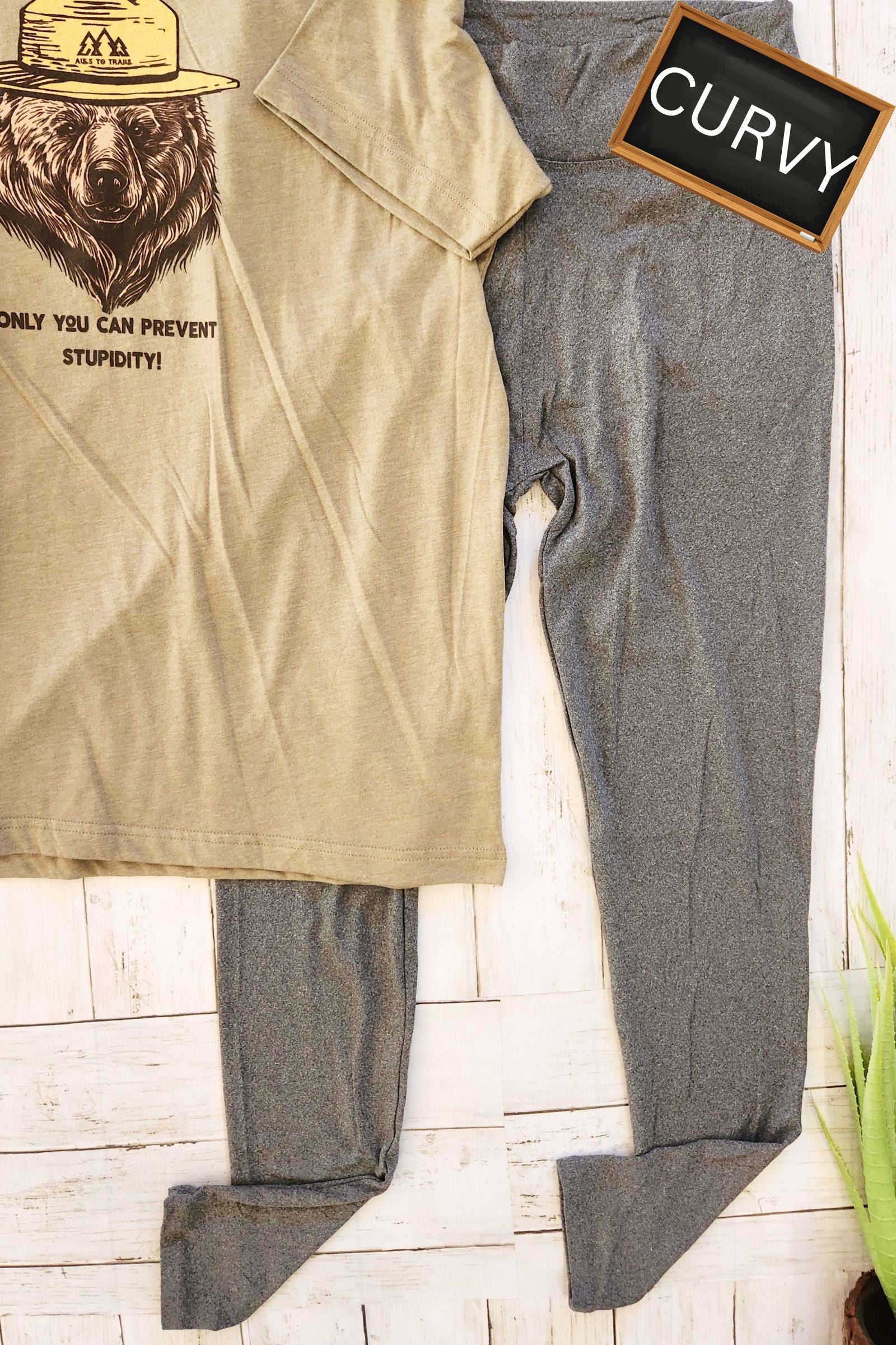 CURVY Heather Charcoal Yoga Legging