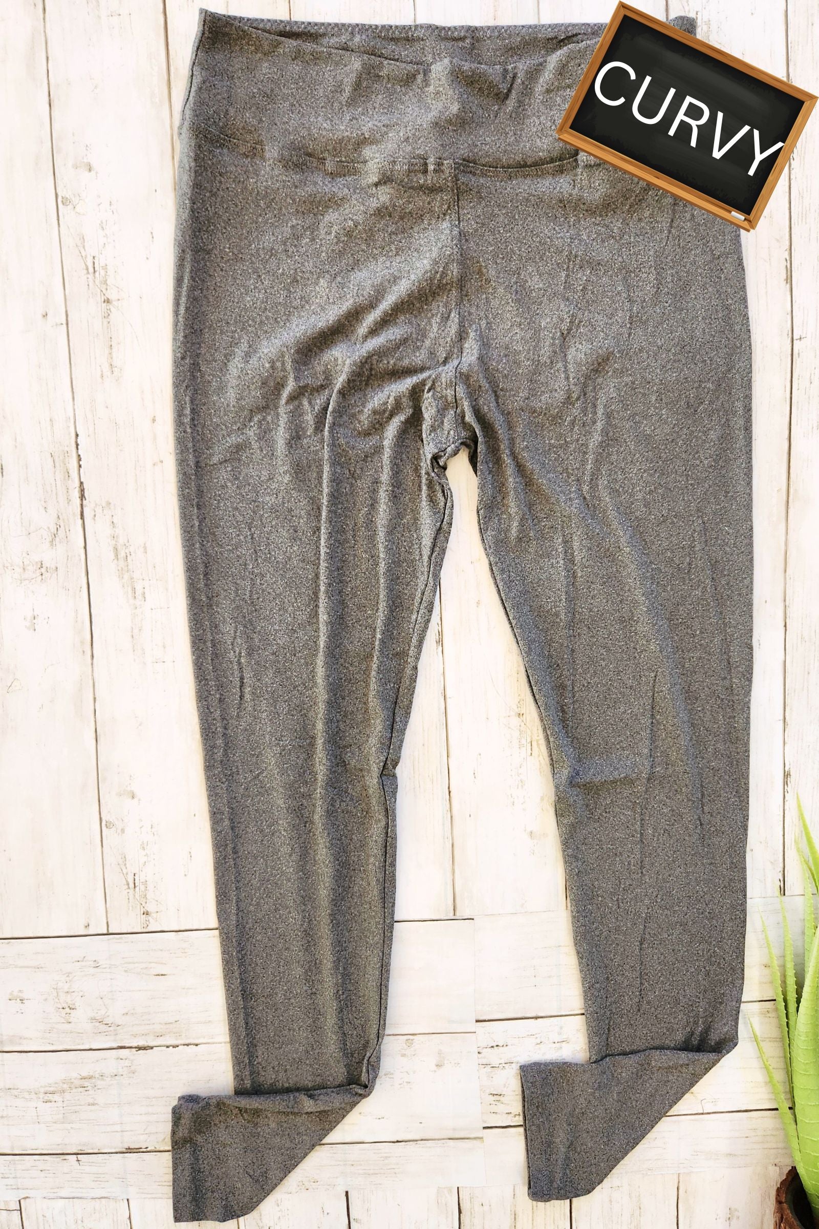 CURVY Heather Charcoal Yoga Legging