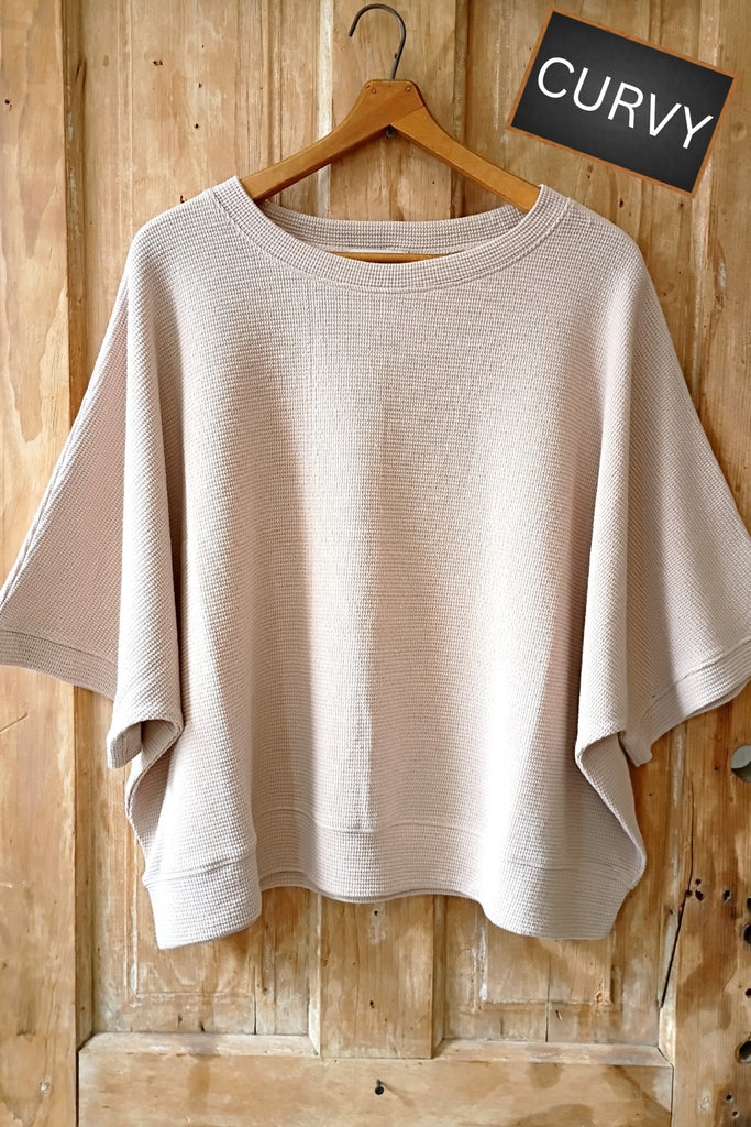 CURVY Cocoa Double Knit Short Sleeve Top - Zenana - Sizes 1X-3X