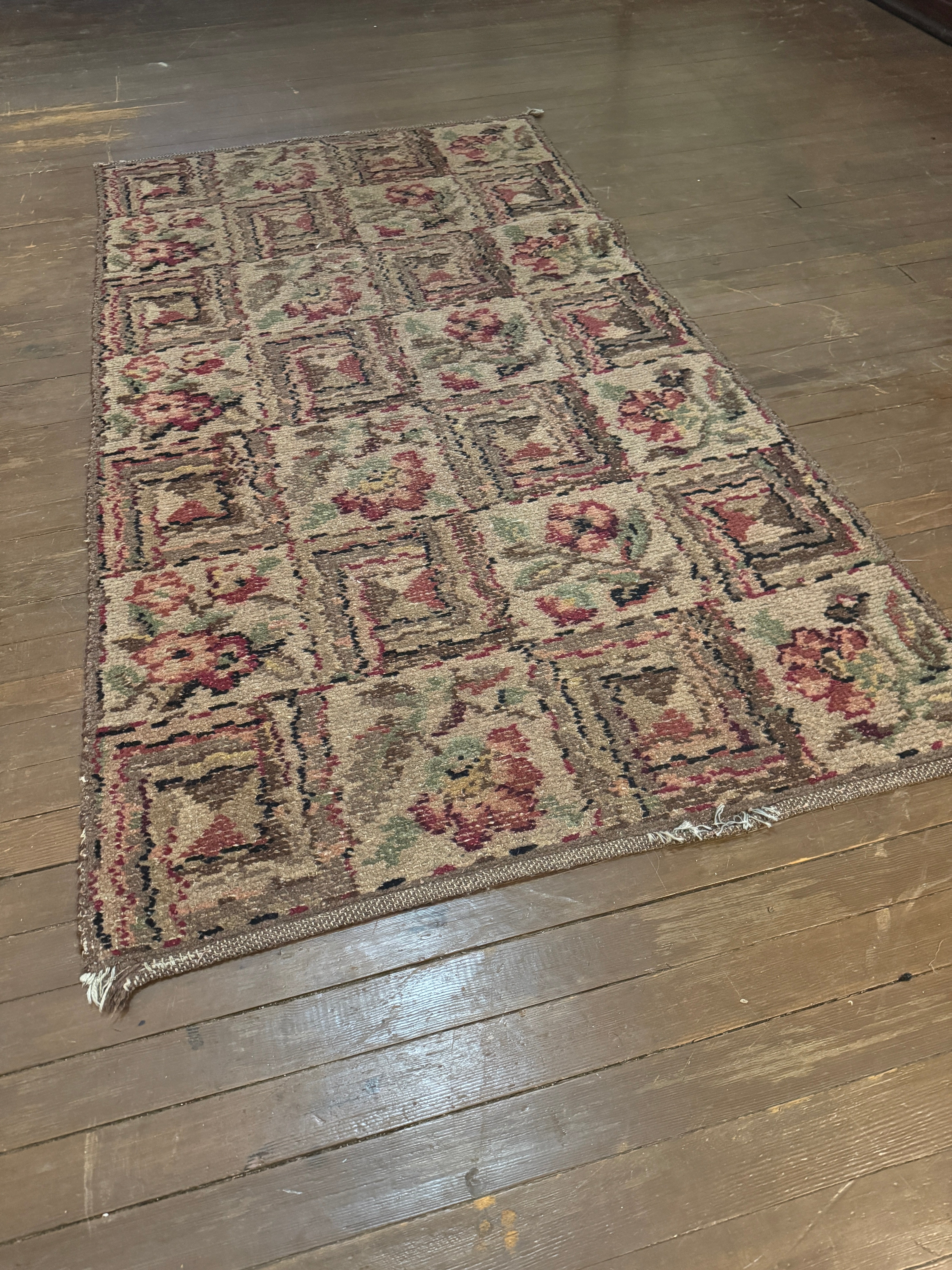 Antique Turkish Rug with Cottage Flowers - 5'5” x 2'11” (rug #007)