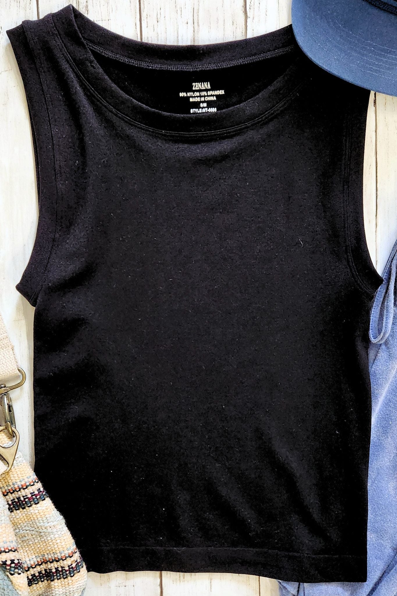 Black Seamless Cropped Tank Top