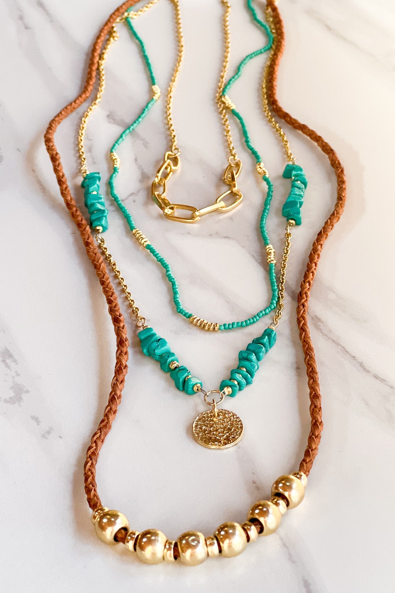 Daphne Turquoise & Gold Layered Necklace