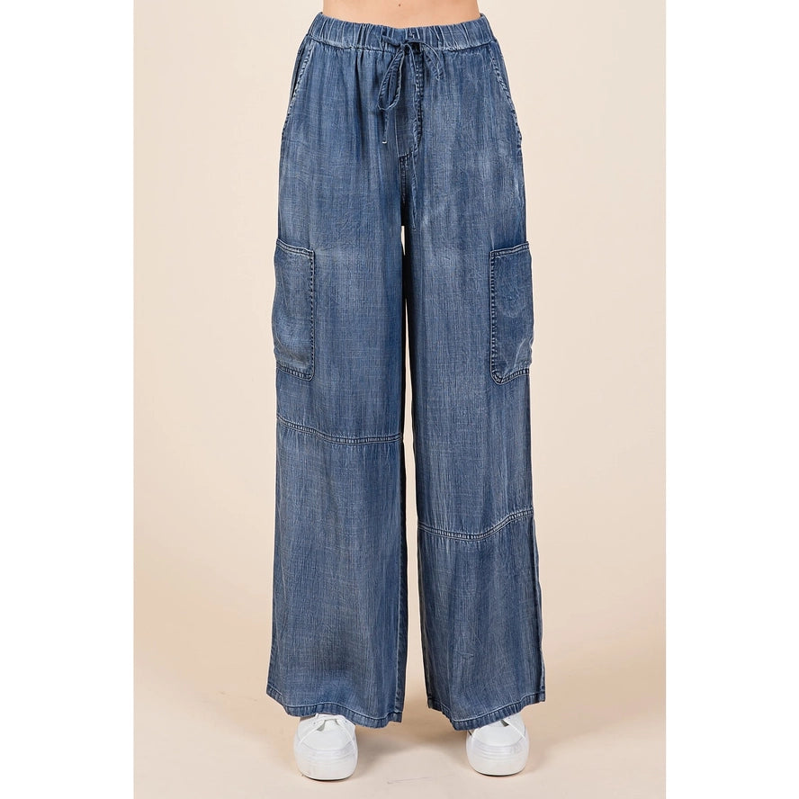 Dark Chambray Denim Cargo Pants