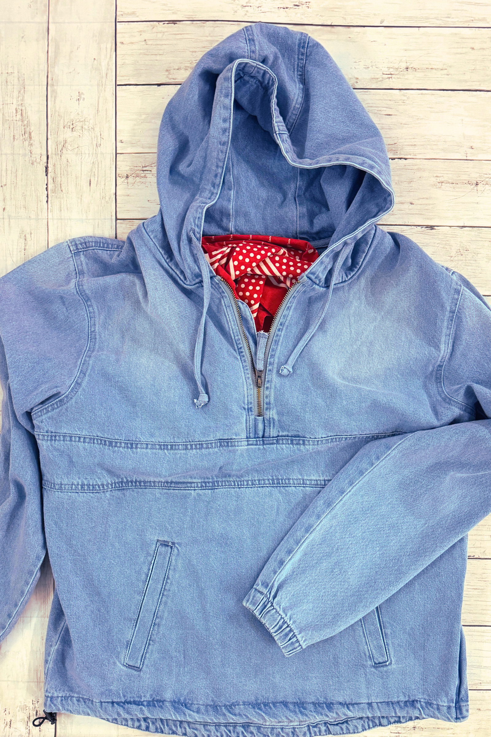 Denim Half Zip Hoodie