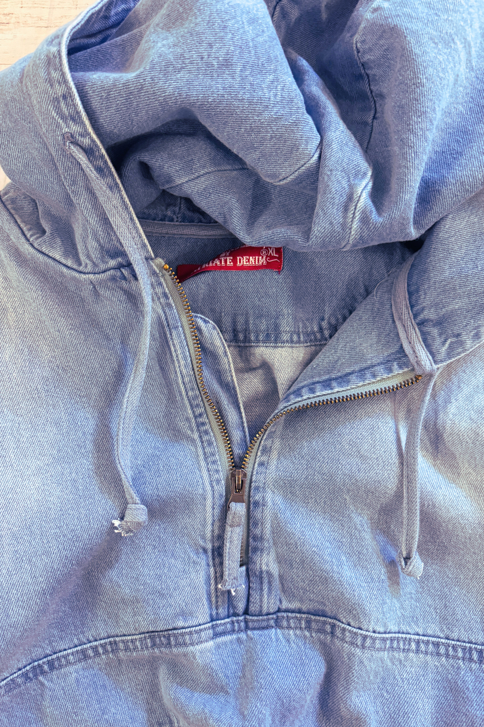 Denim Half Zip Hoodie