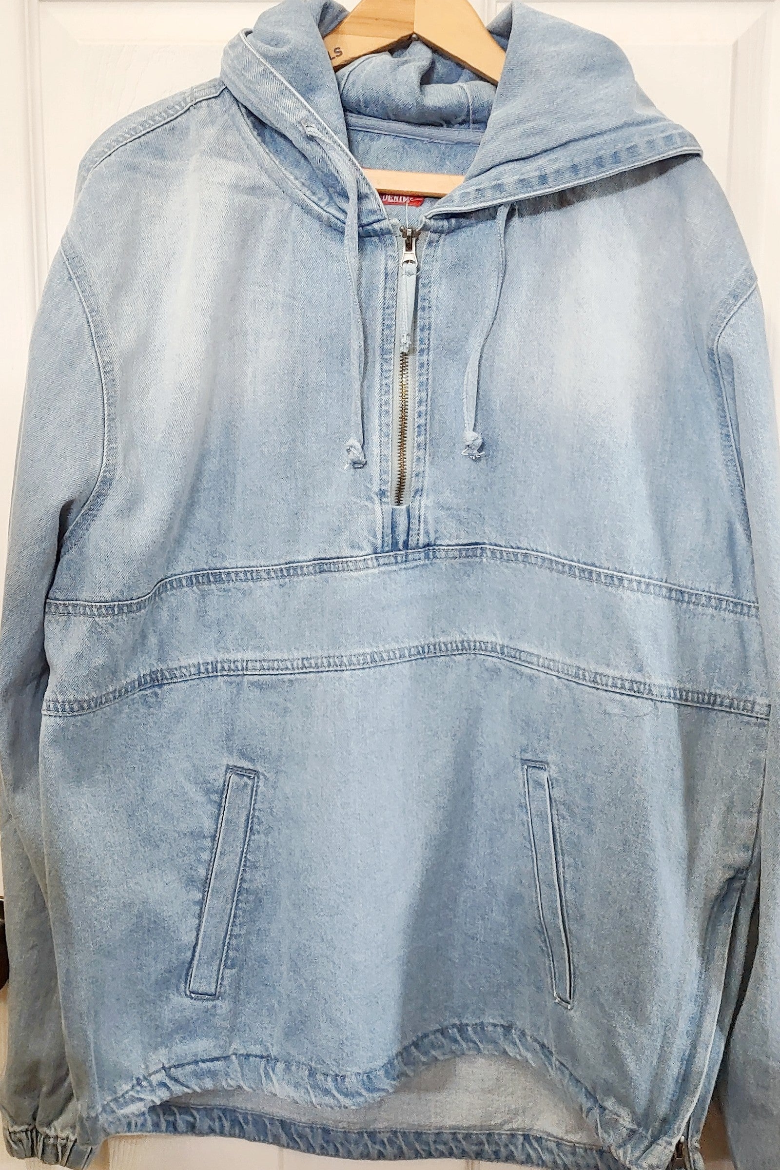 Denim Half Zip Hoodie