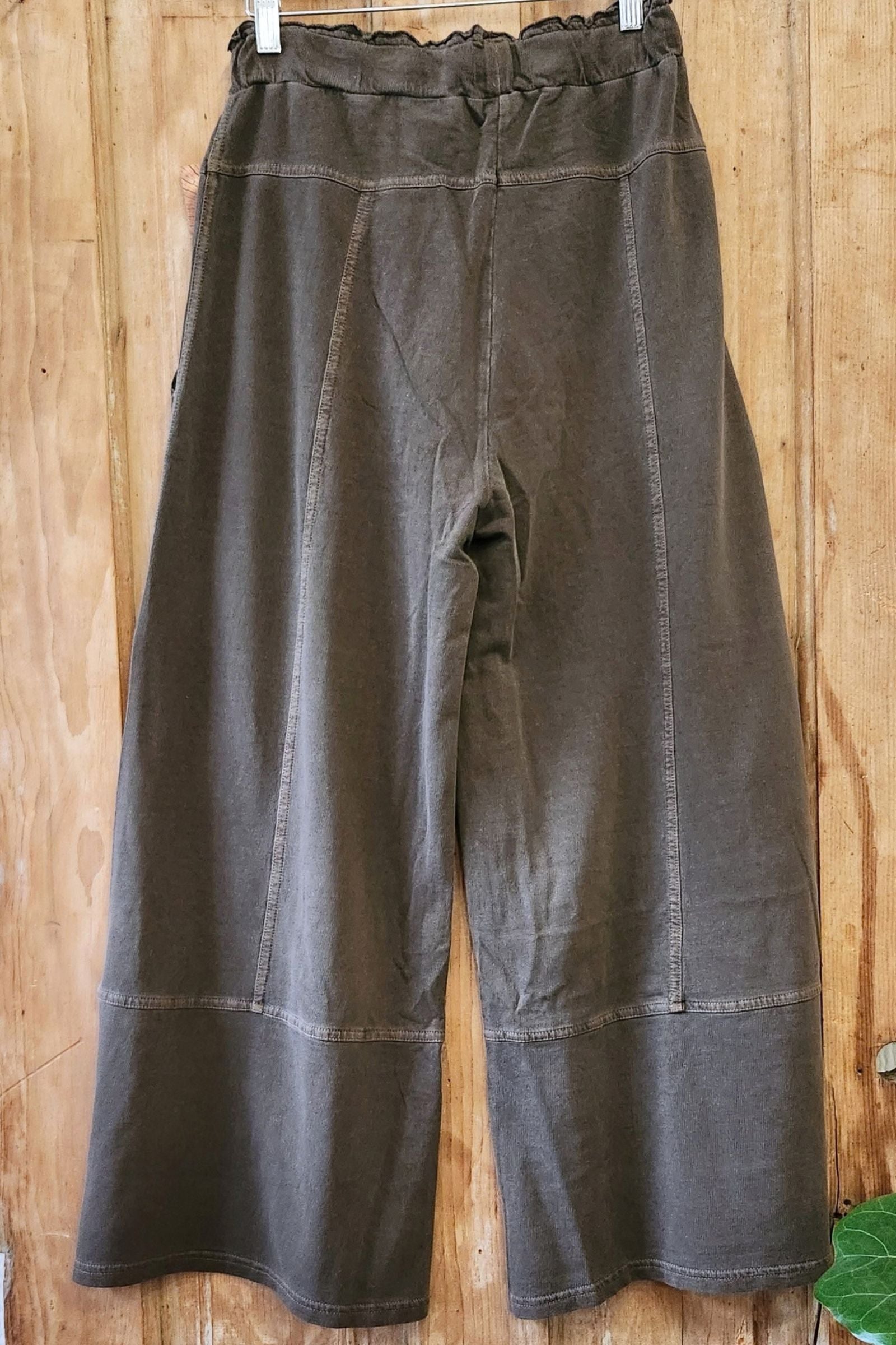 Washed Espresso French Terry Exposed Seam Pants