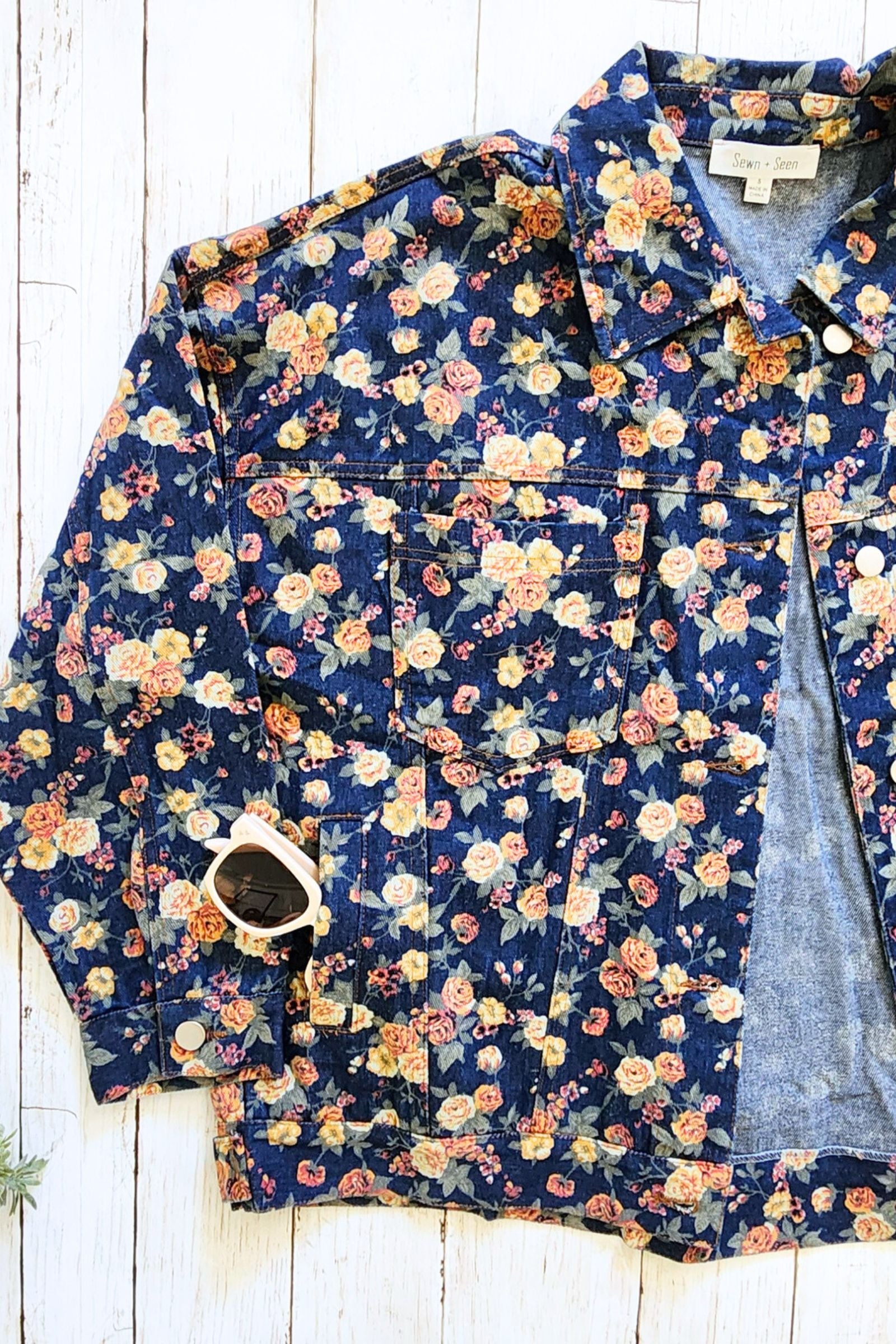 Floral Denim Twill Jacket