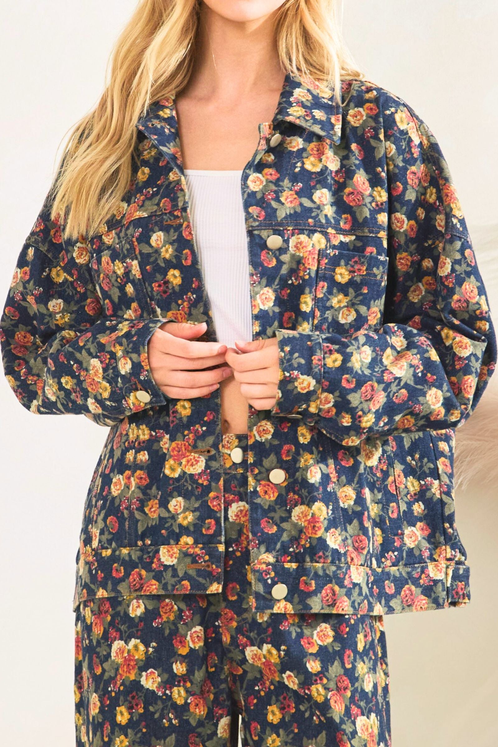 Floral Denim Twill Jacket