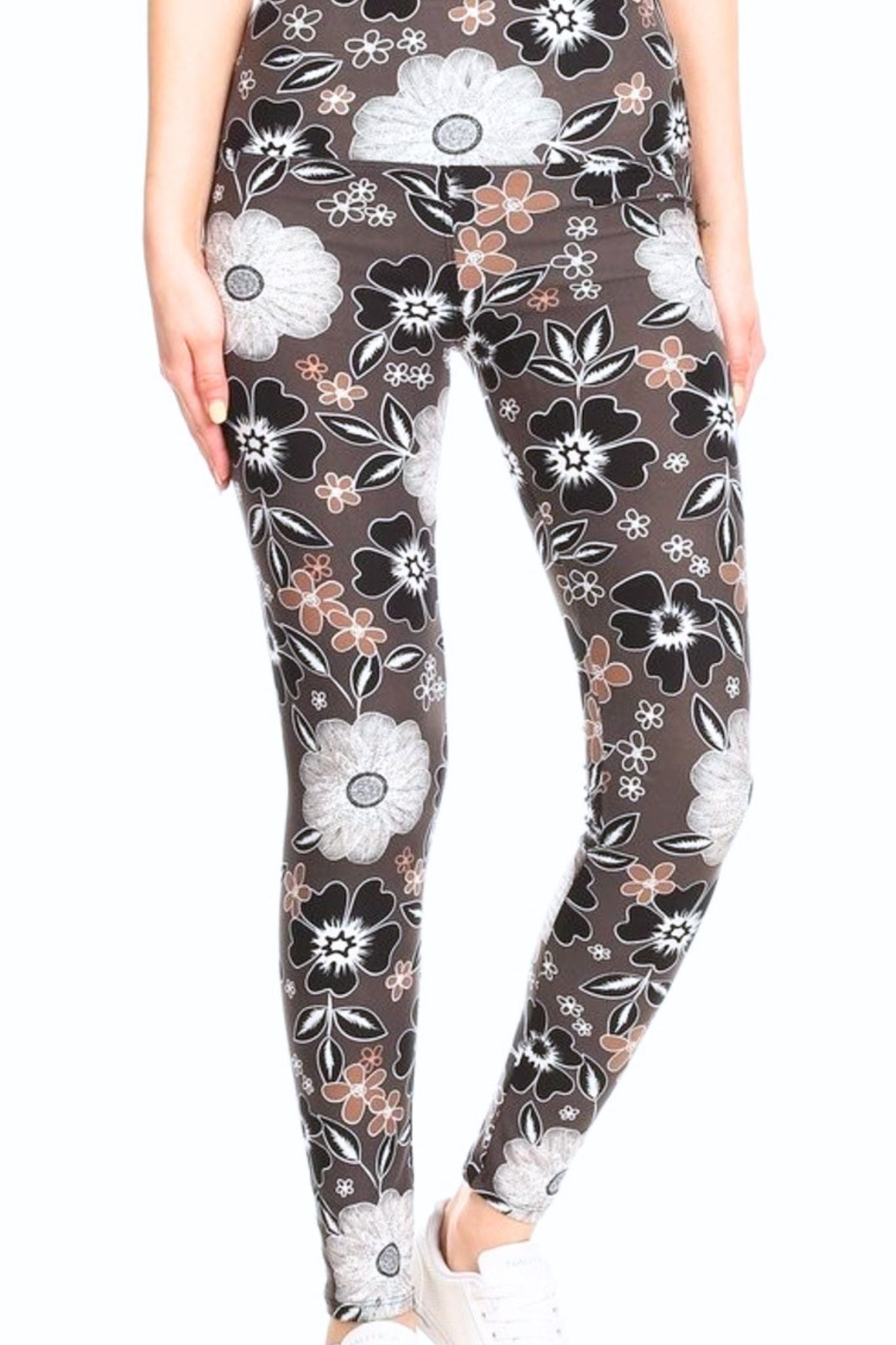 Mocha Floral Yoga Legging
