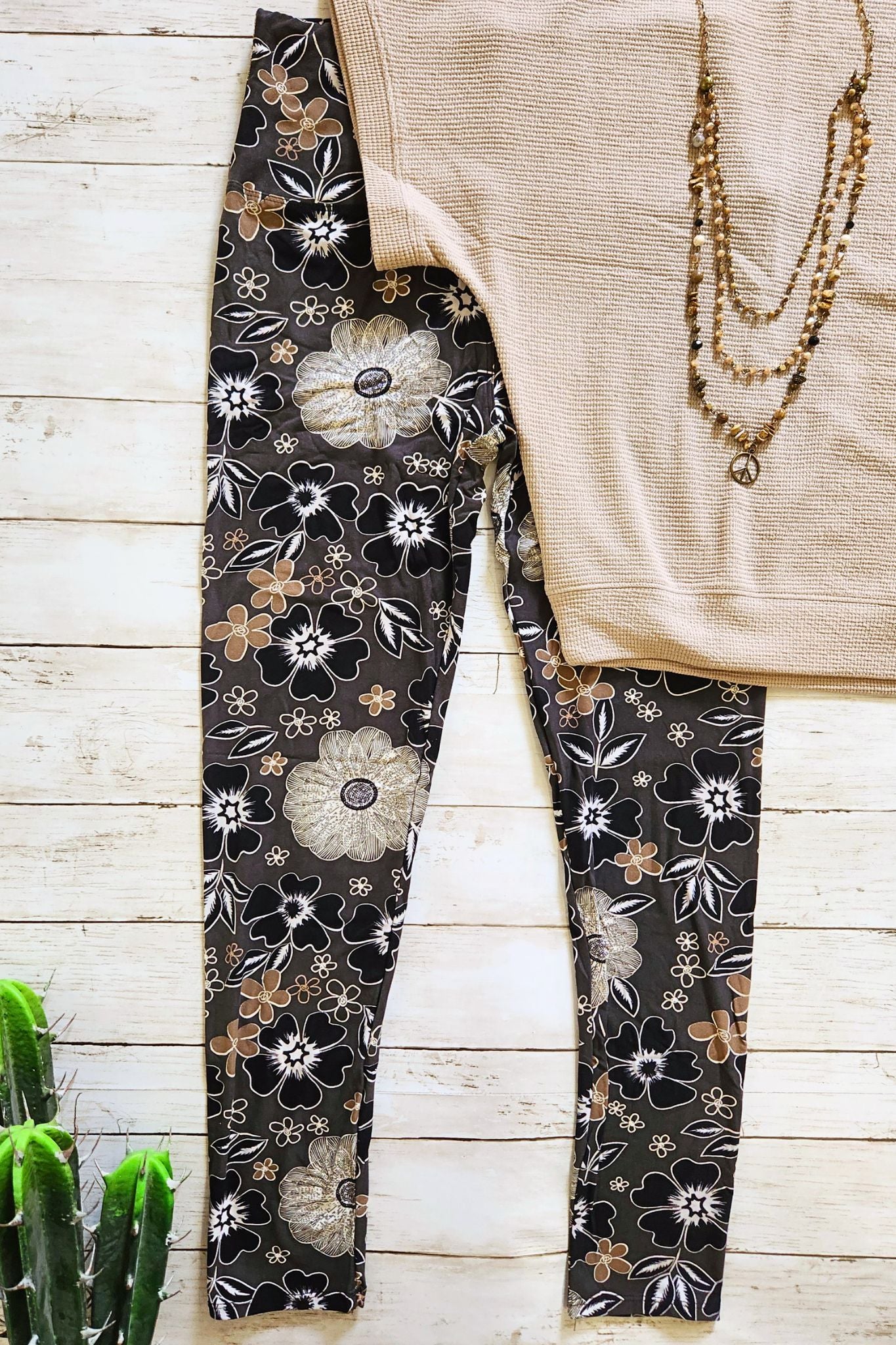 Mocha Floral Yoga Legging