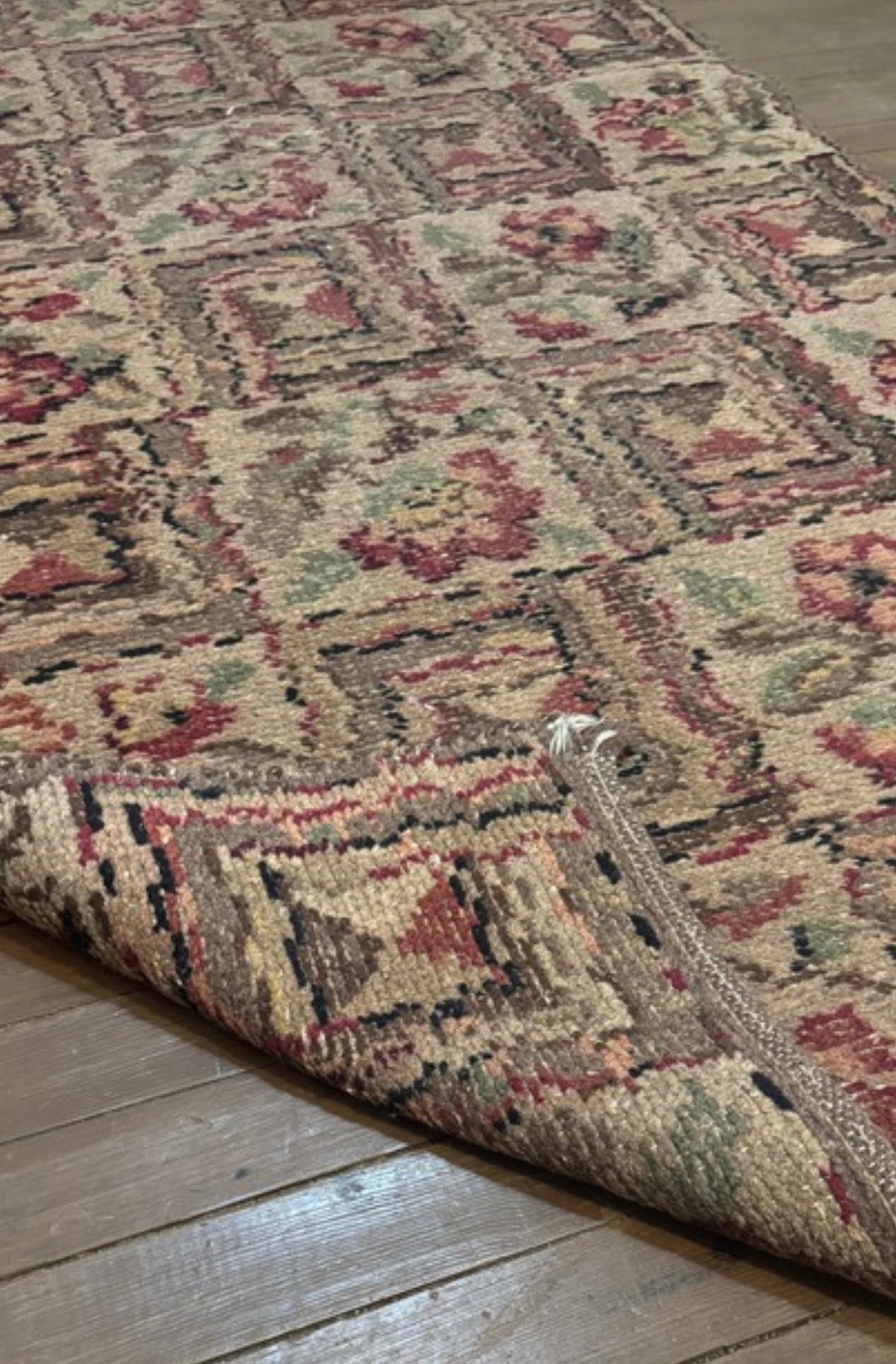 Antique Turkish Rug with Cottage Flowers - 5'5” x 2'11” (rug #007)