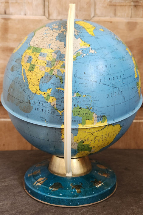 Vintage Ohio Art Metal Globe D-174 1960s
