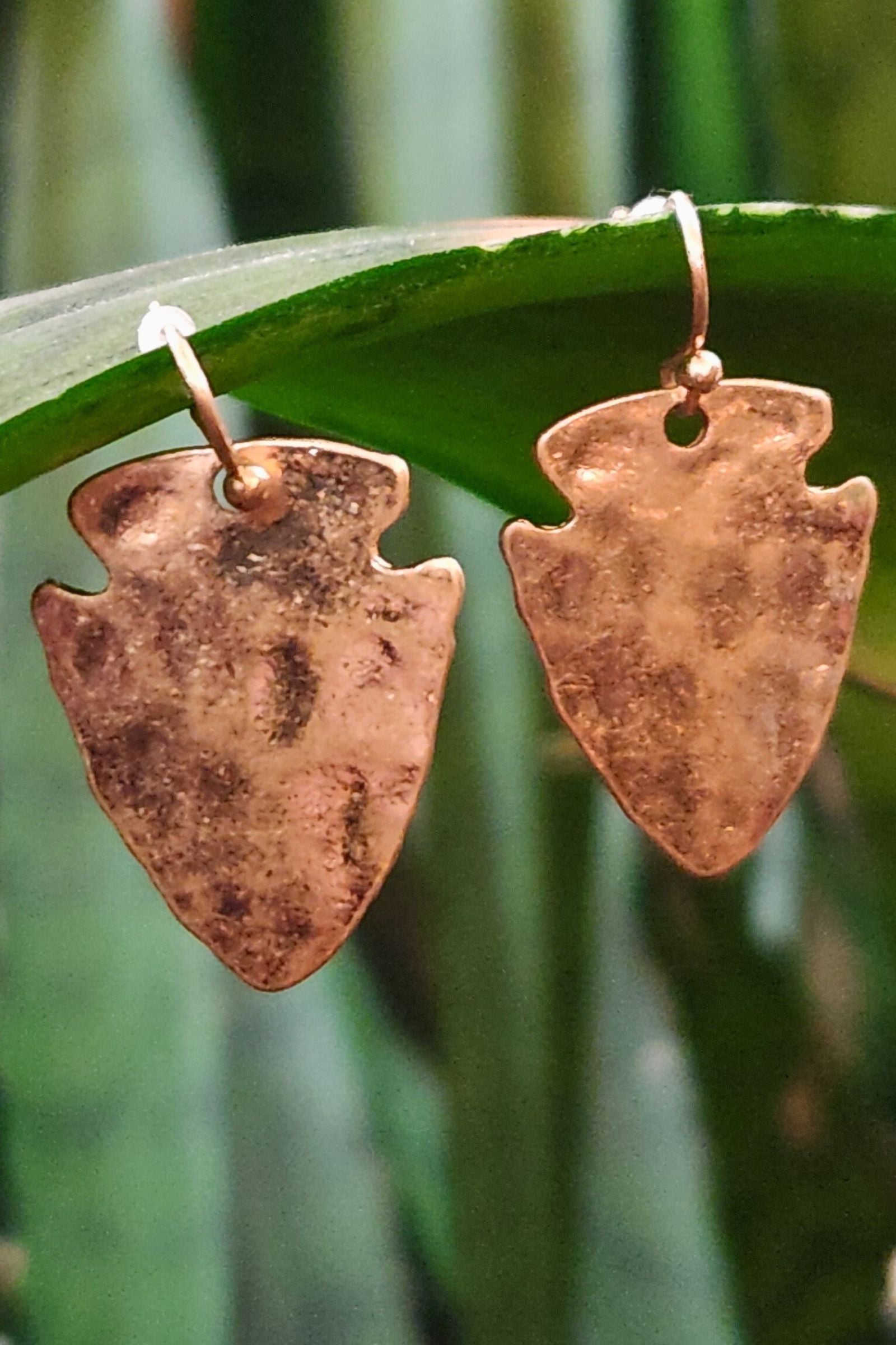 Small Hammered Gold Arrowhead Earrings