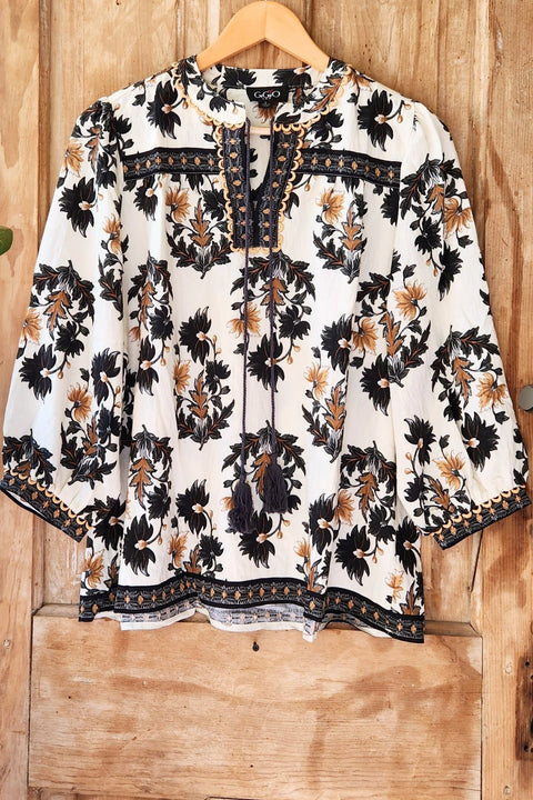 Harvest Floral Tie Front Blouse