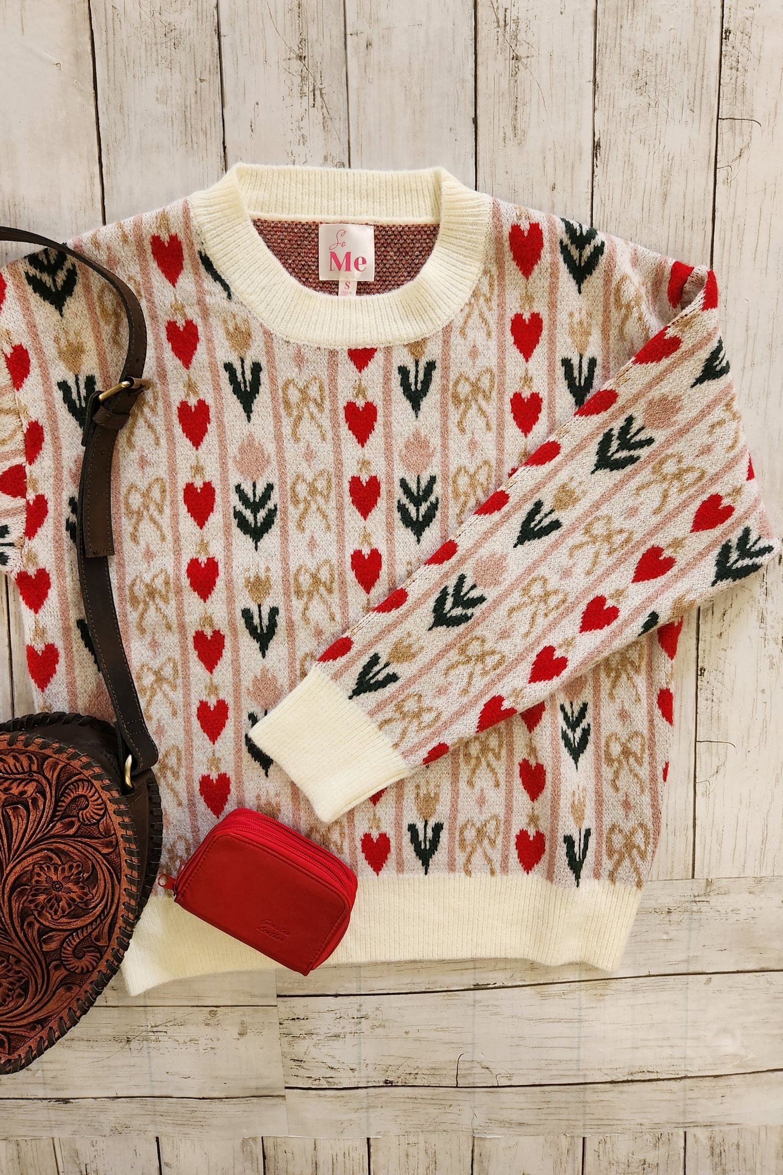 Heart & Ribbon Floral Sweater