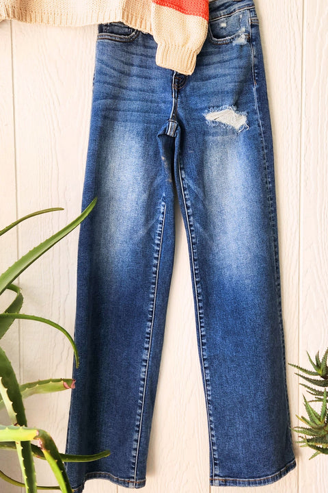 High Waist Straight Leg Denim Jeans