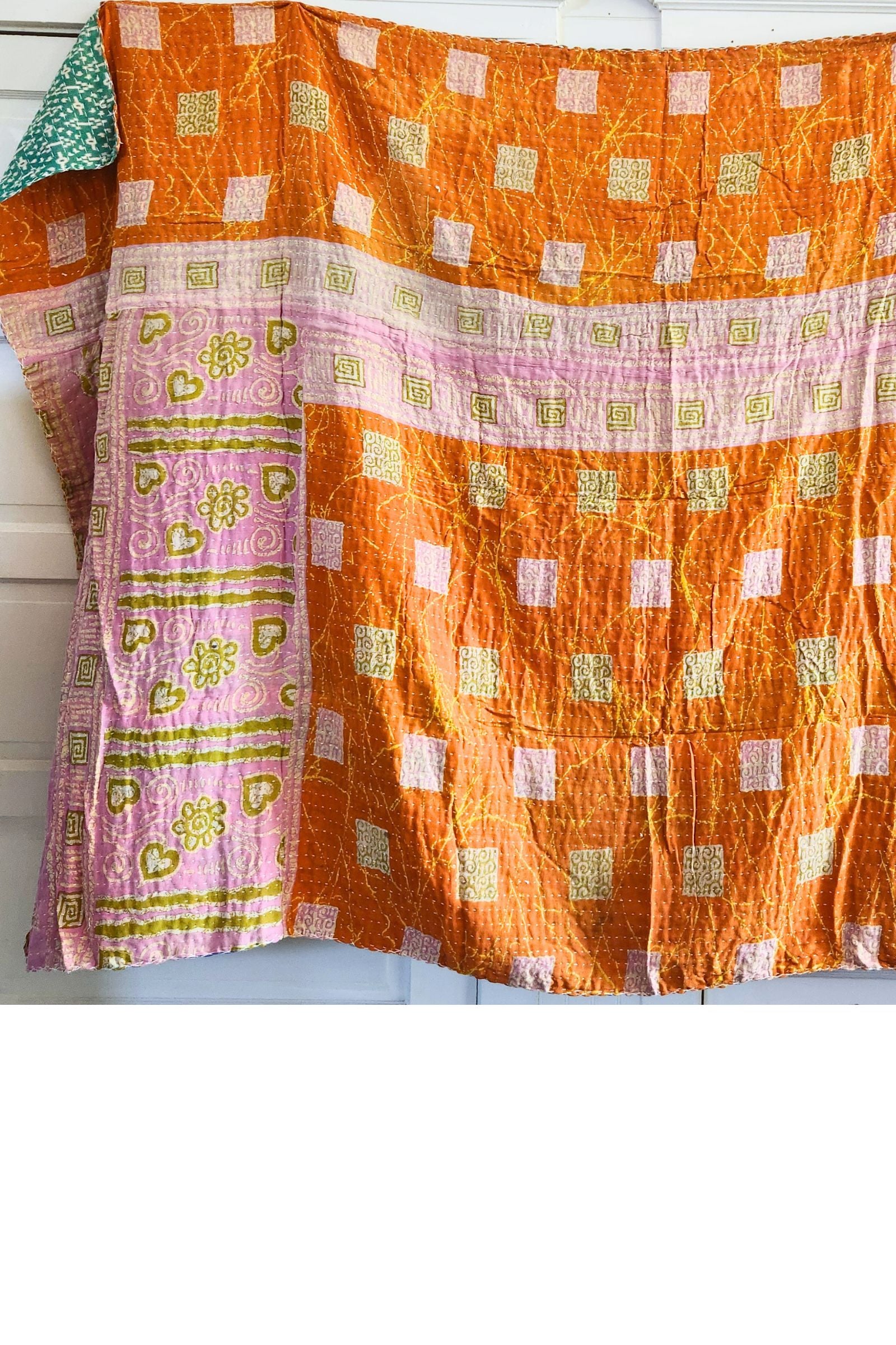 Kantha Sari Throw Blanket #1616