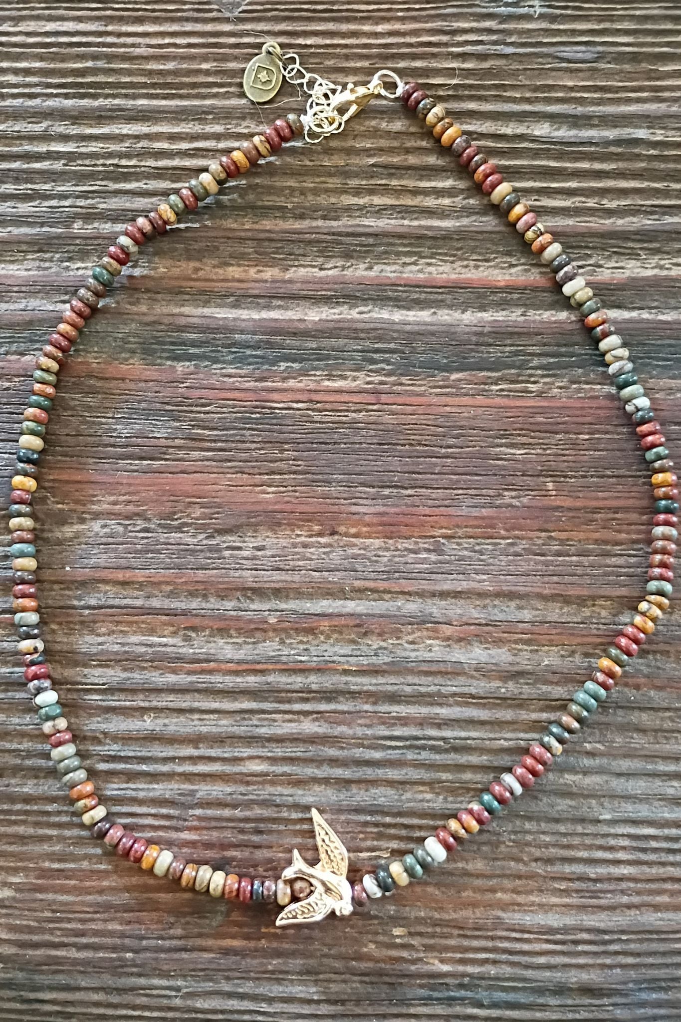Lulu Gray Agate Bird Necklace