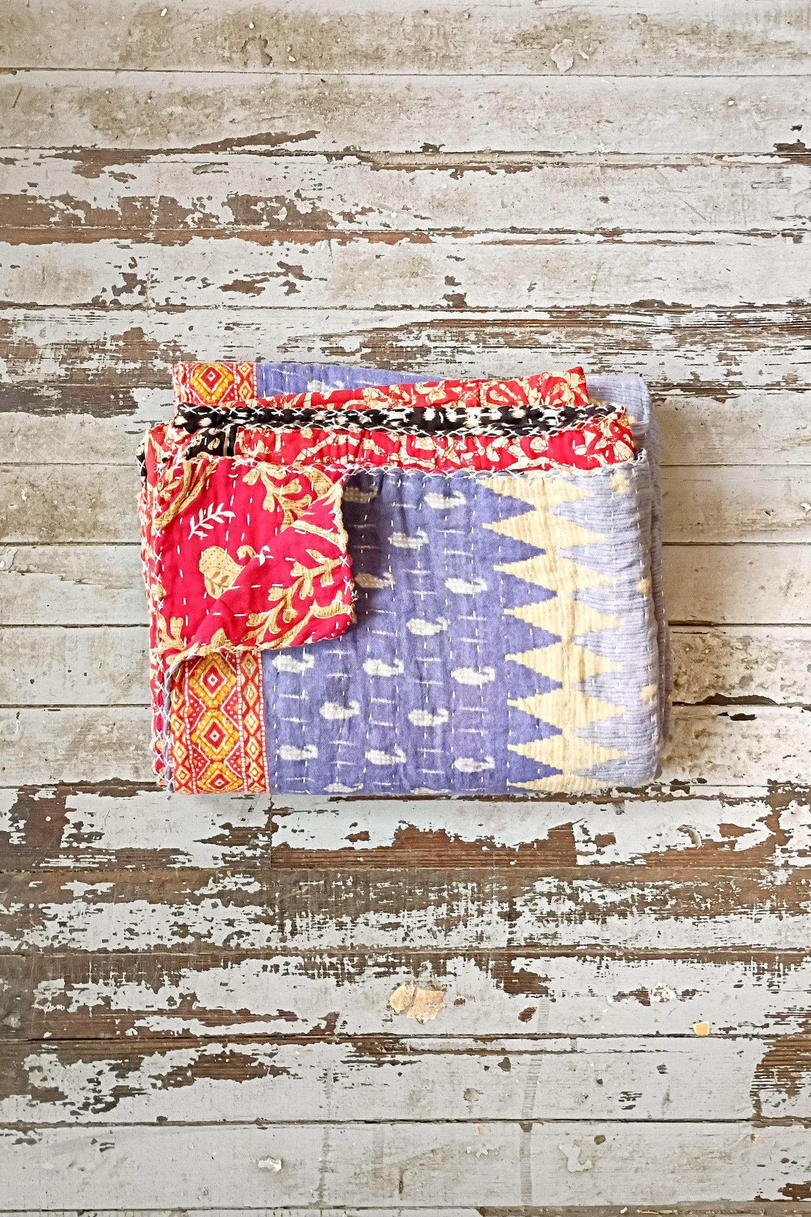 Kantha Sari Throw Blanket #1601