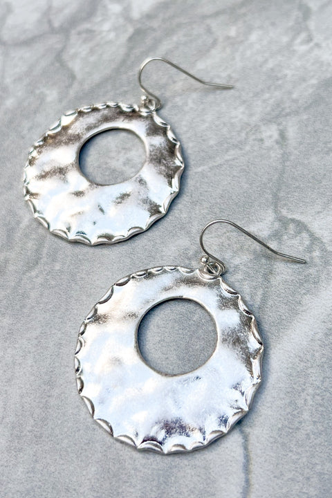 Kylie Hammered Silver Oval Earrings