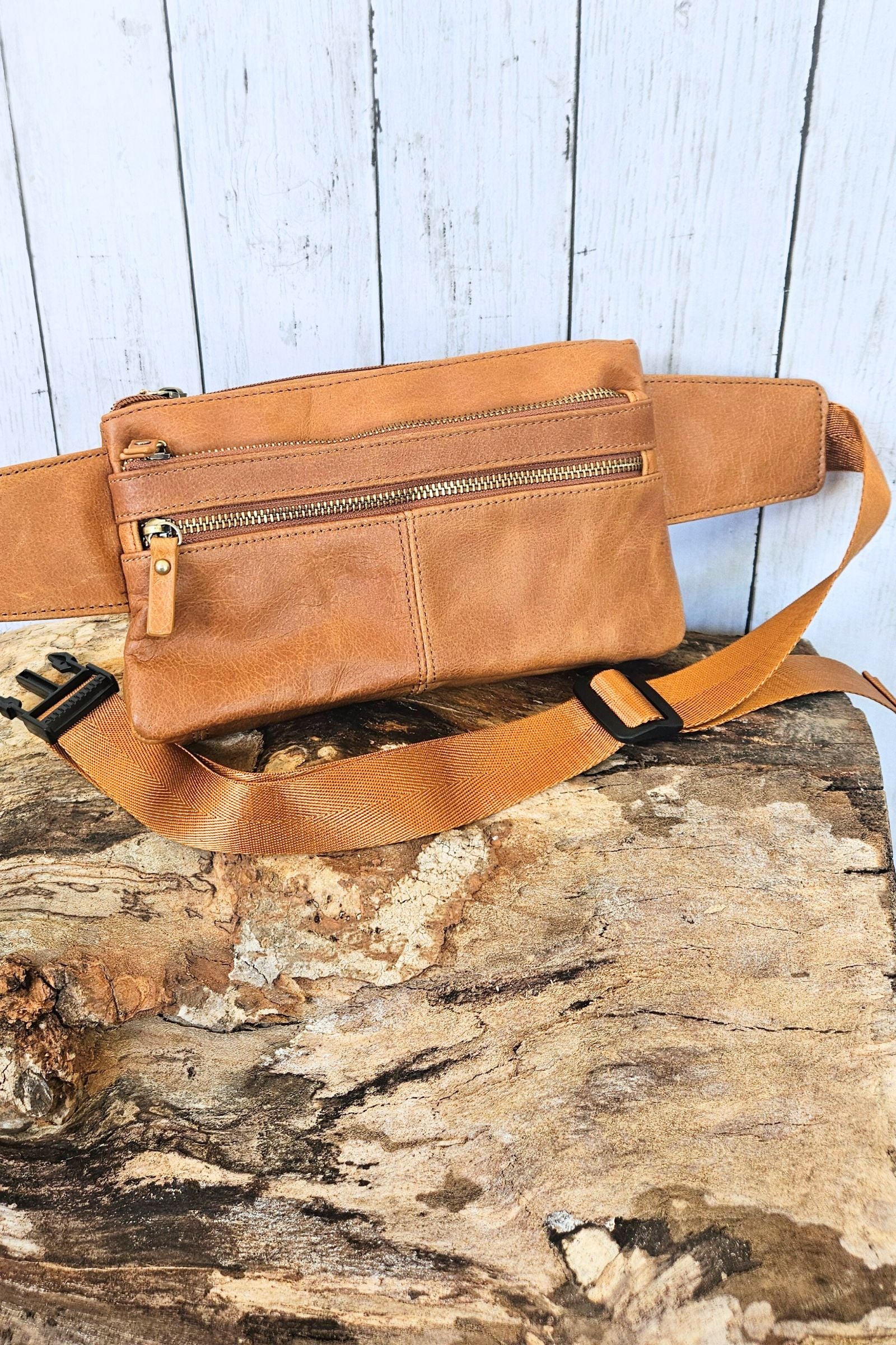 Light Brown Leather Fanny Pack Bag