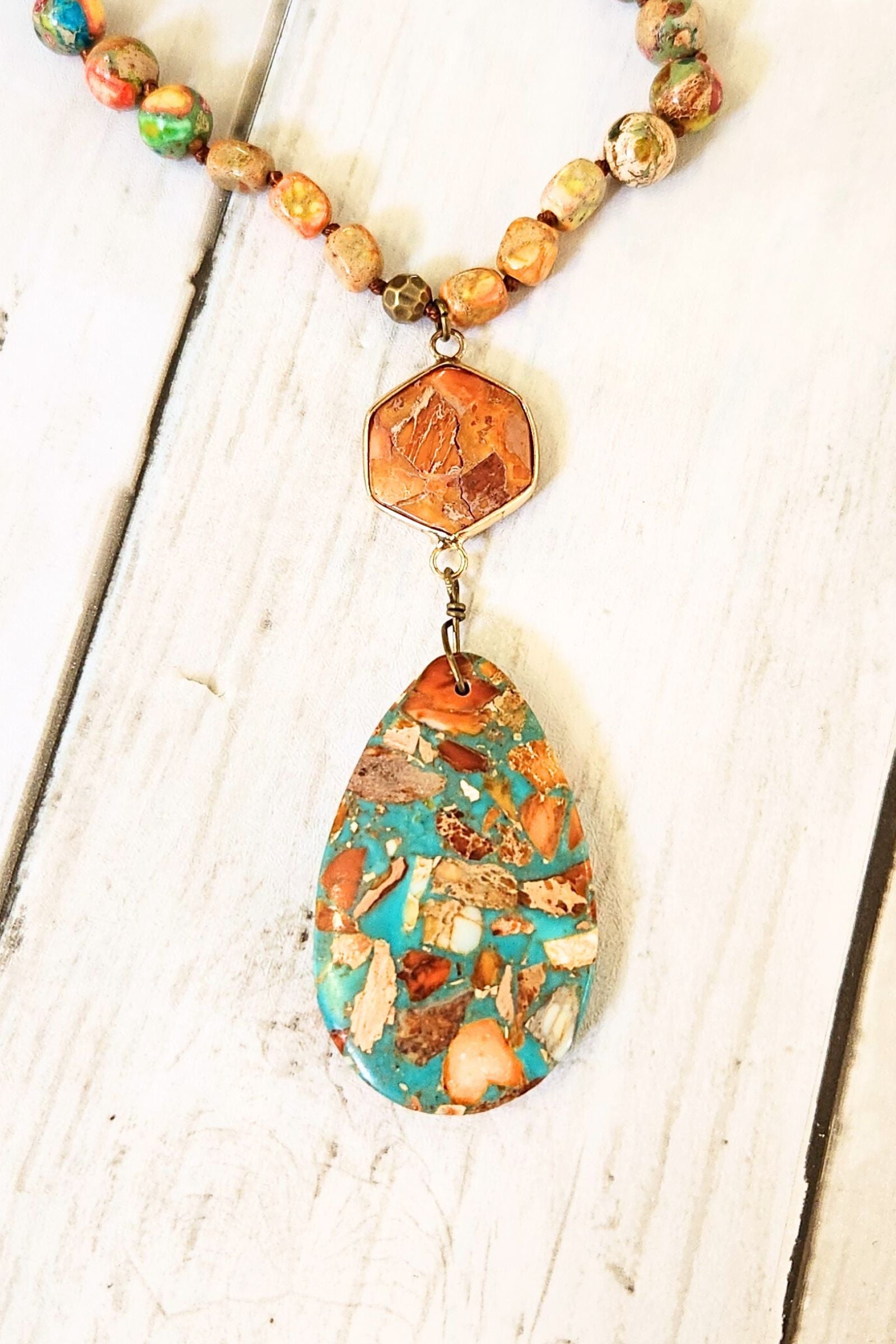 Moab Colorful Stone Pendant Necklace