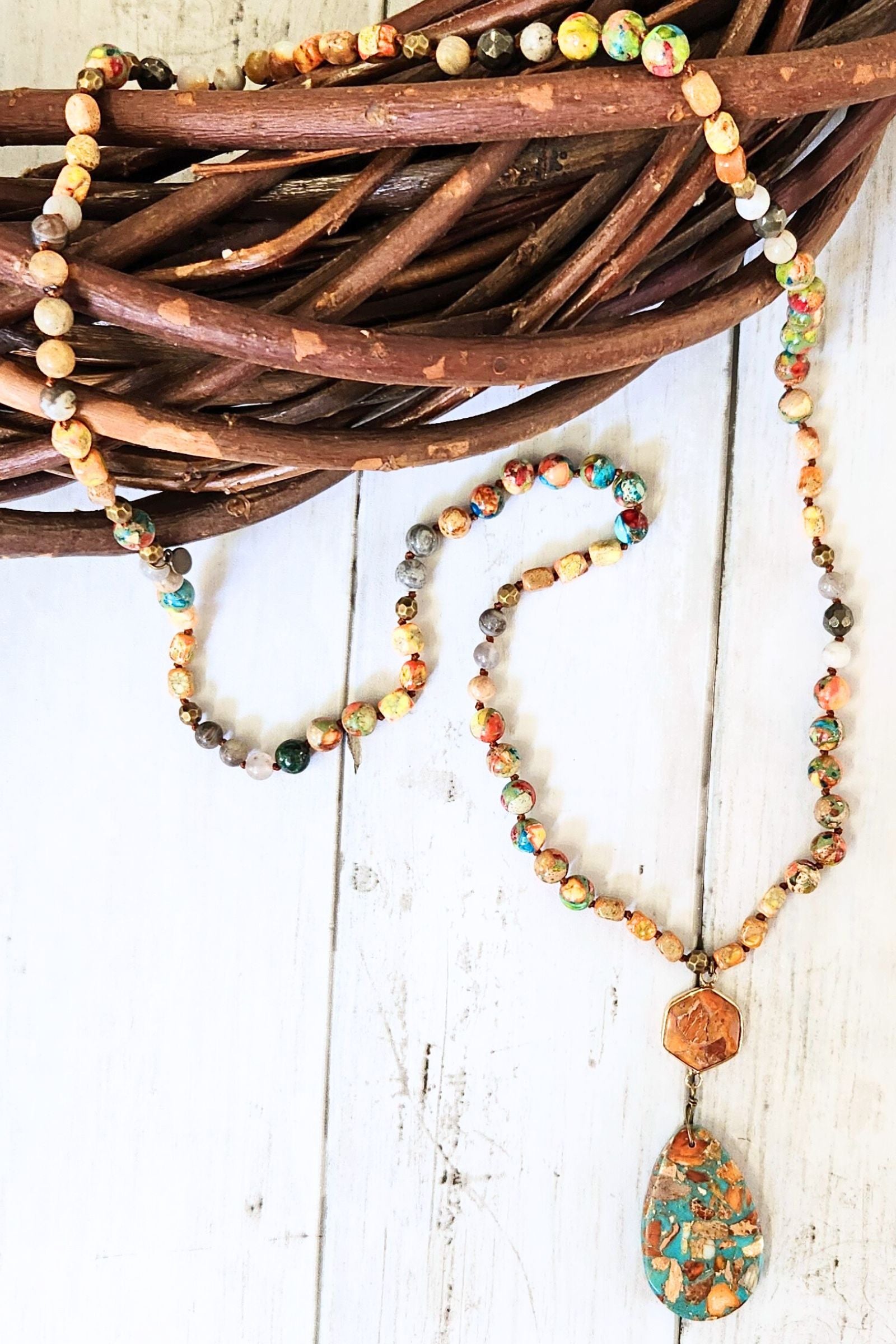 Moab Colorful Stone Pendant Necklace