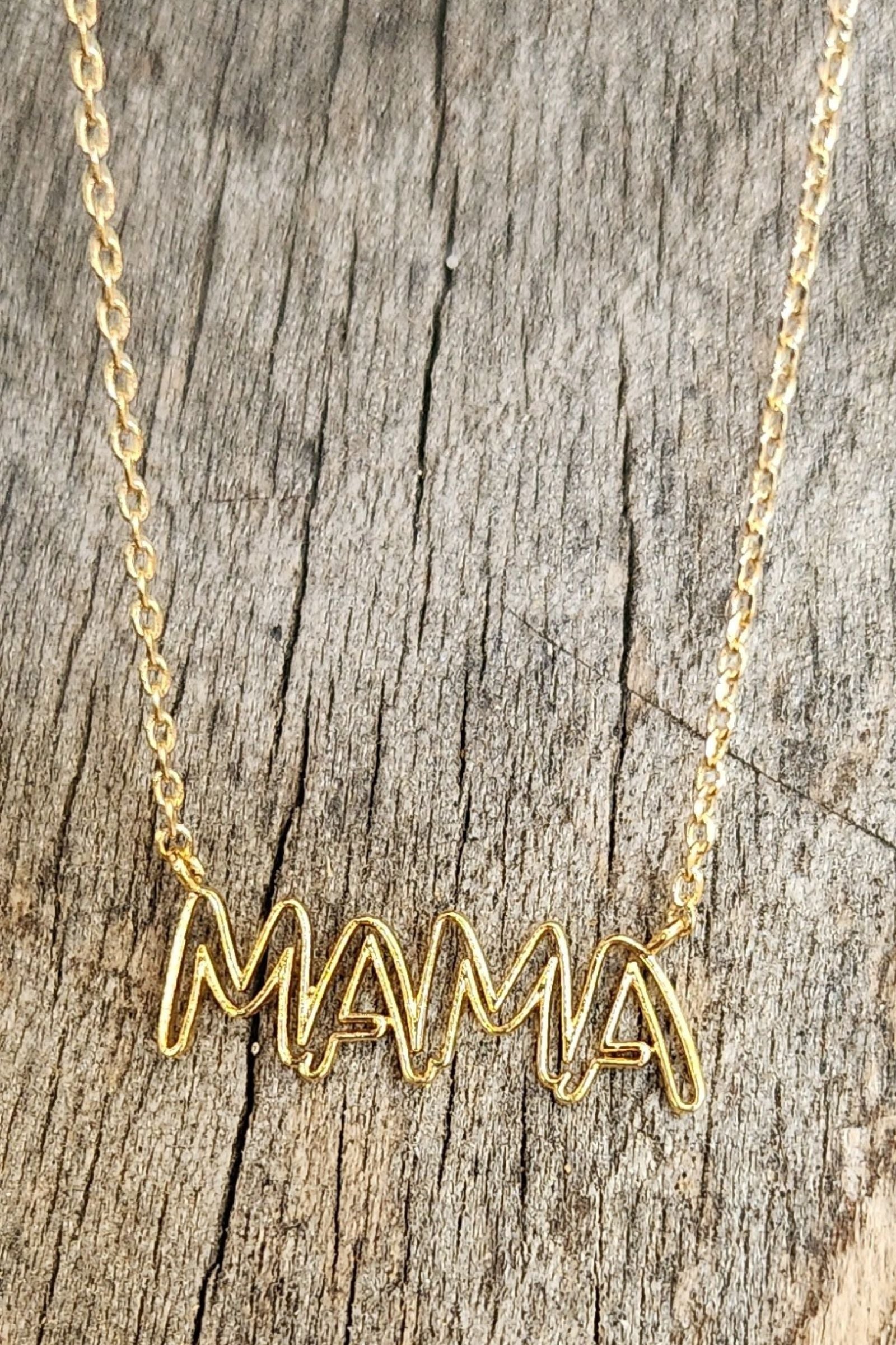Golden Mama Script Necklace