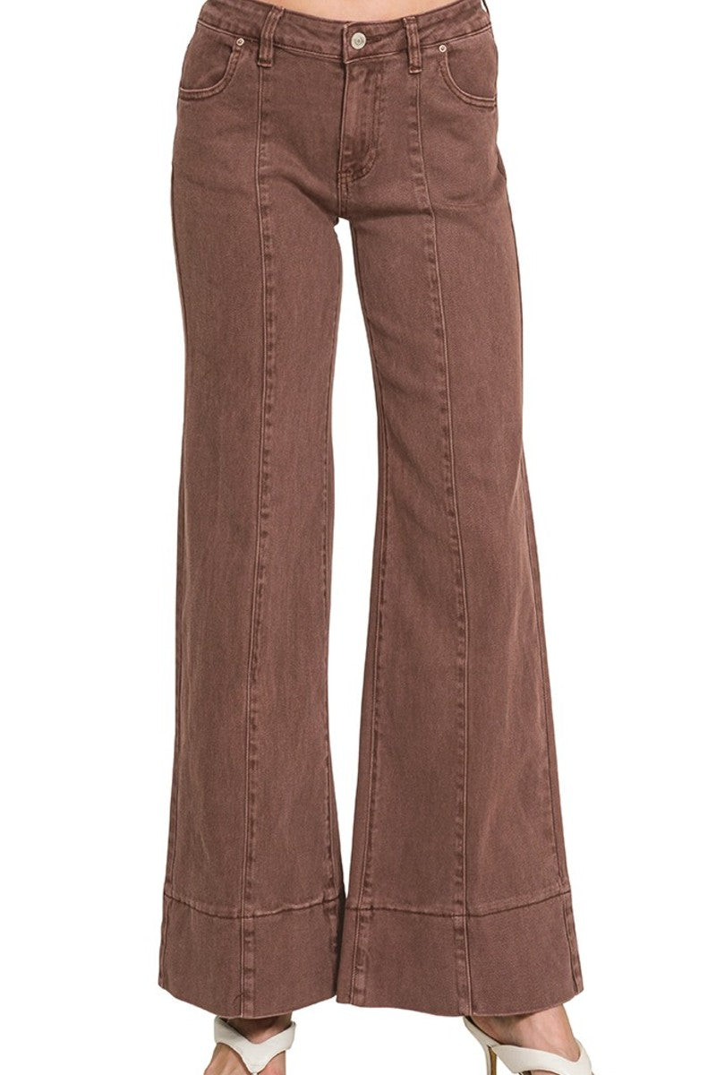 Mid-rise Brown Denim Jeans