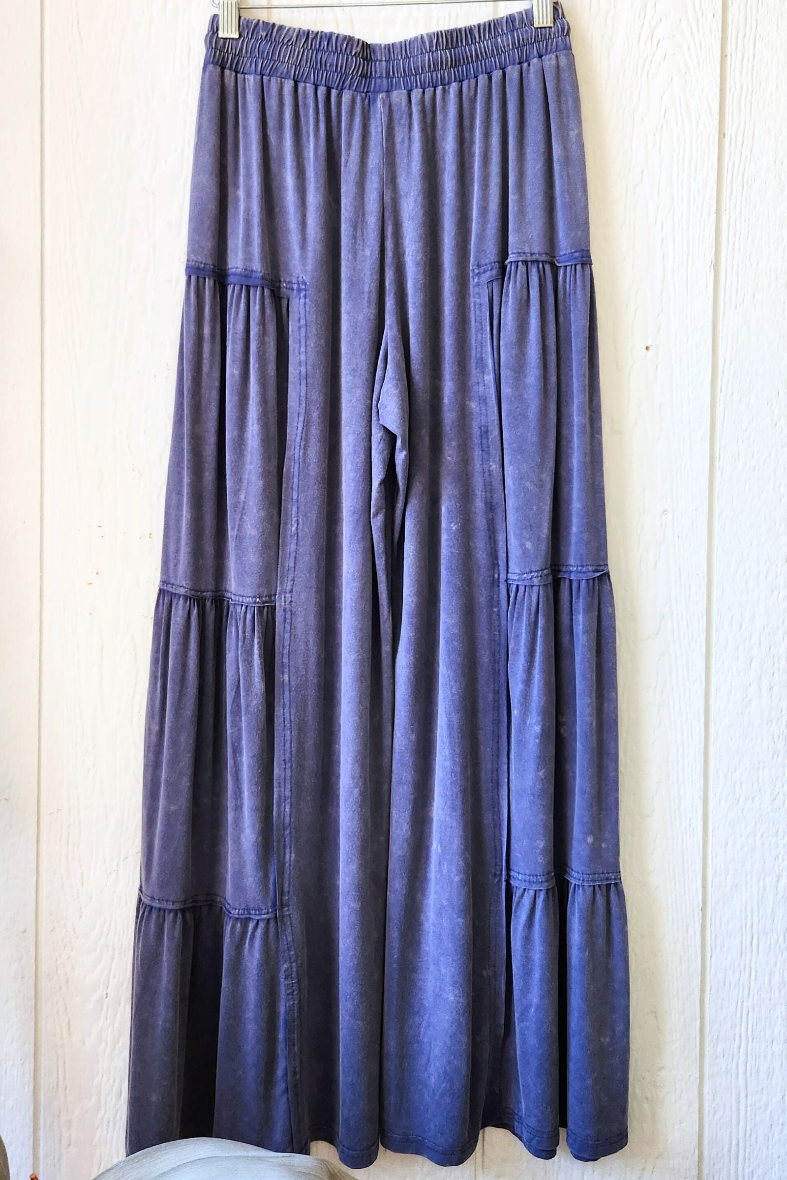 Mineral Wash Tiered Wide Leg Pants